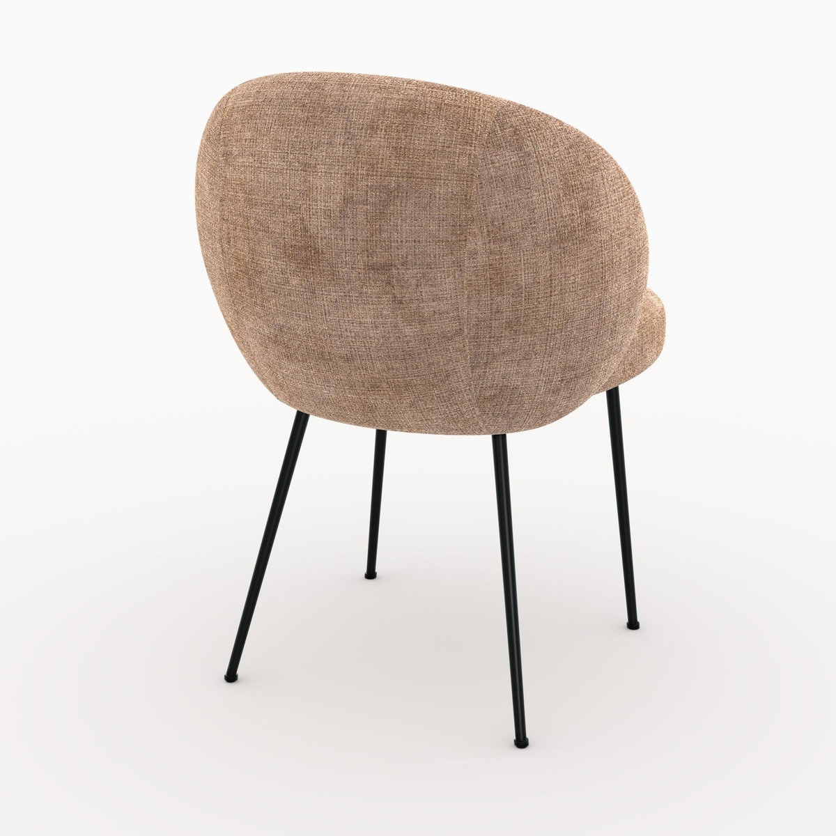 Rendez vous déco Chaise en velours chenillé marron glacé et métal noir-Bloomy