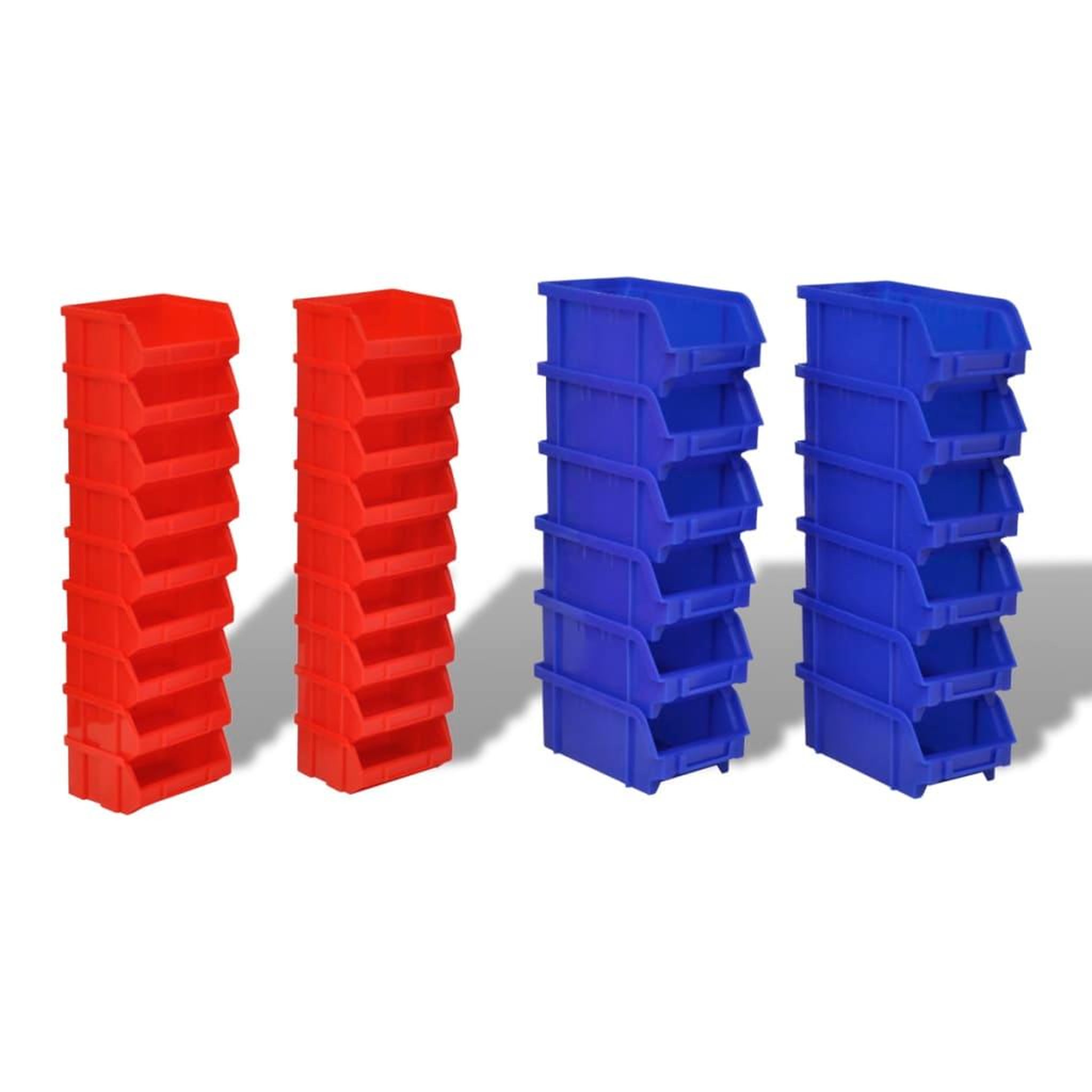 Voir la diapositive 3 : VIDAXL Jeu de paniers muraux de stockage Plastique 30pcs Bleu et rouge
