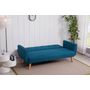 Voir la diapositive 3 : CONCEPT USINE Canapé scandinave convertible 3 places en tissu bleu canard BERLIN