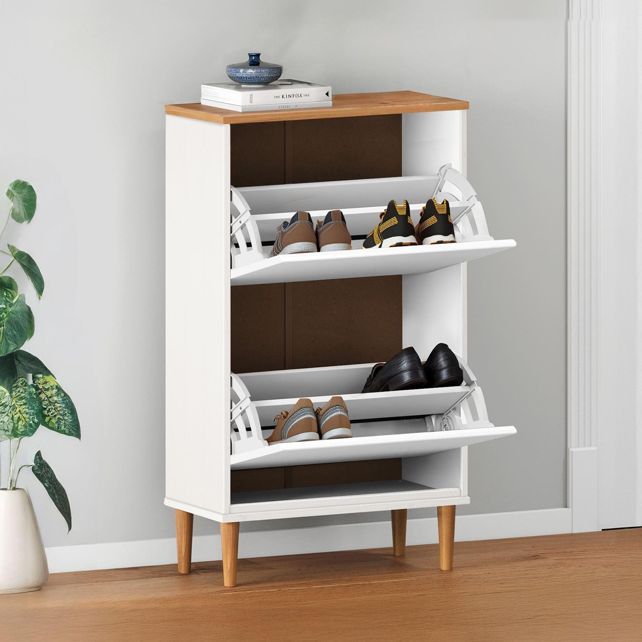 Voir la diapositive 5 : IDIMEX Meuble à chaussures entrée mikka en bois massif
