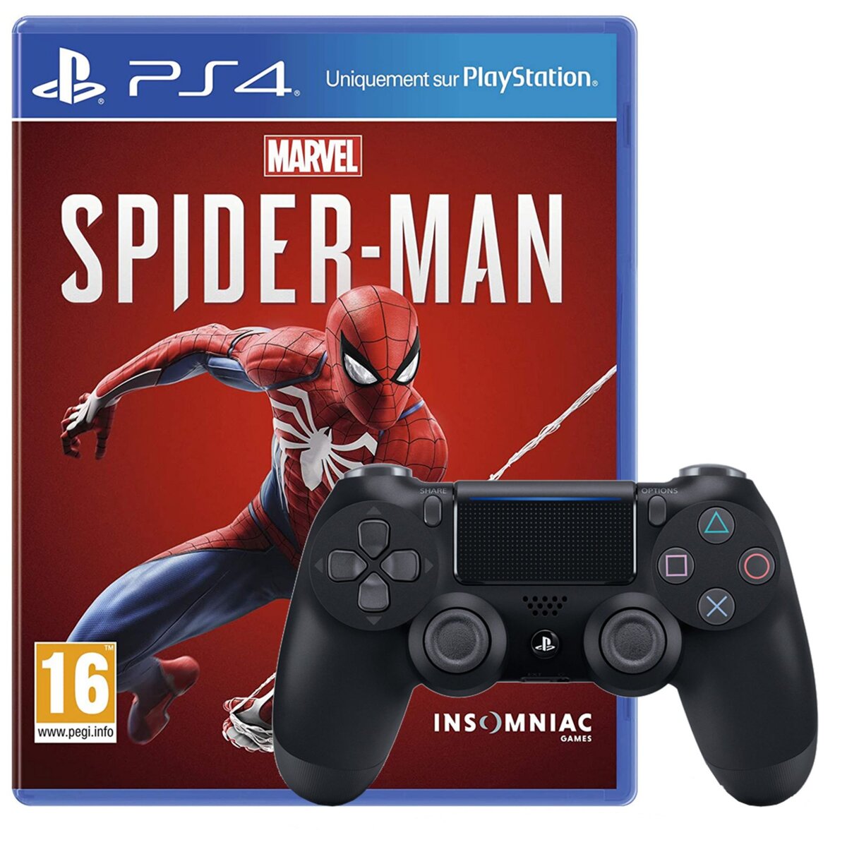 SONY Manette Dualshock 4 Noire V2 + Marvel's Spider Man PS4