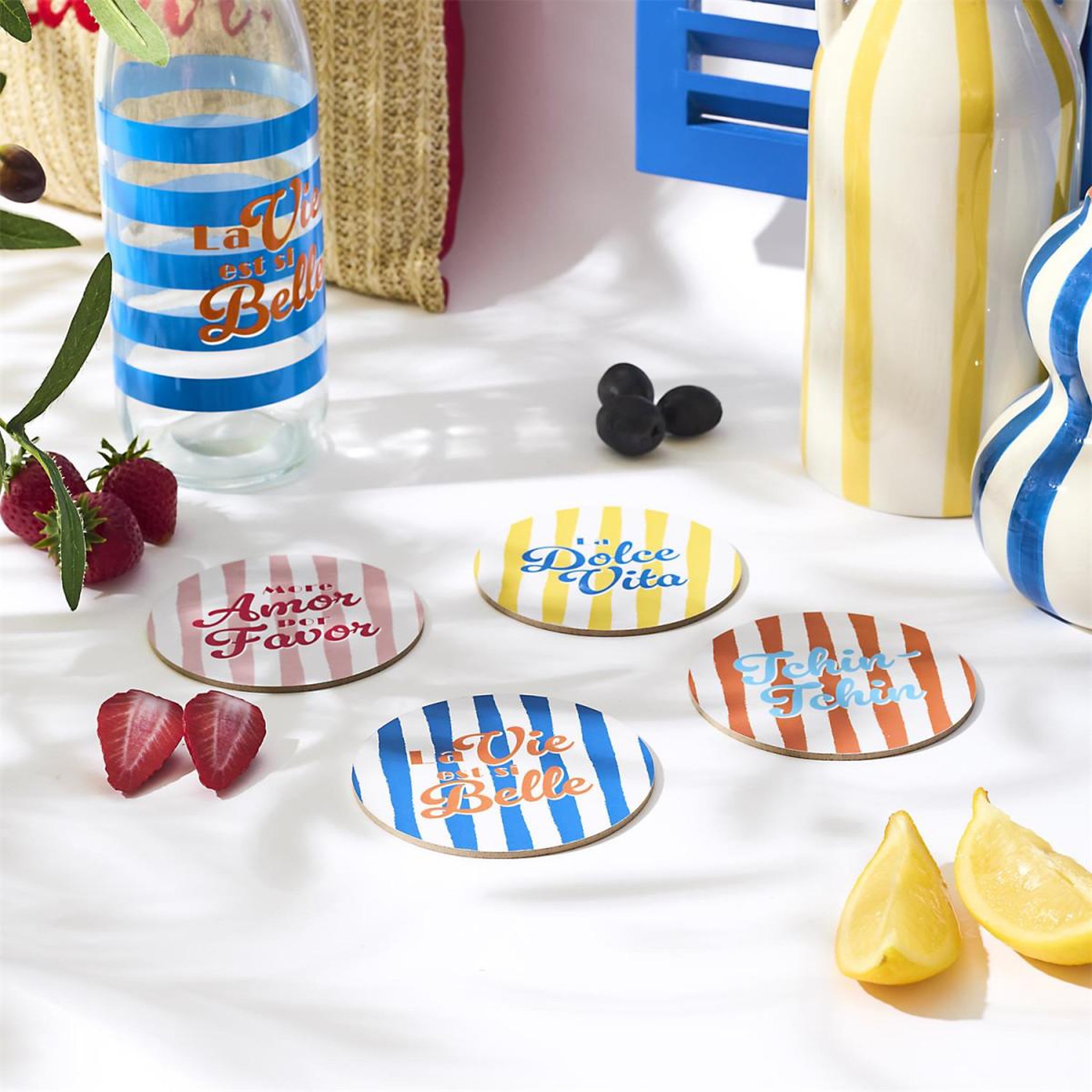 Voir la diapositive 3 : The Home Deco Factory Lot de 4 dessous de verre  dolce vita  10cm multicolore