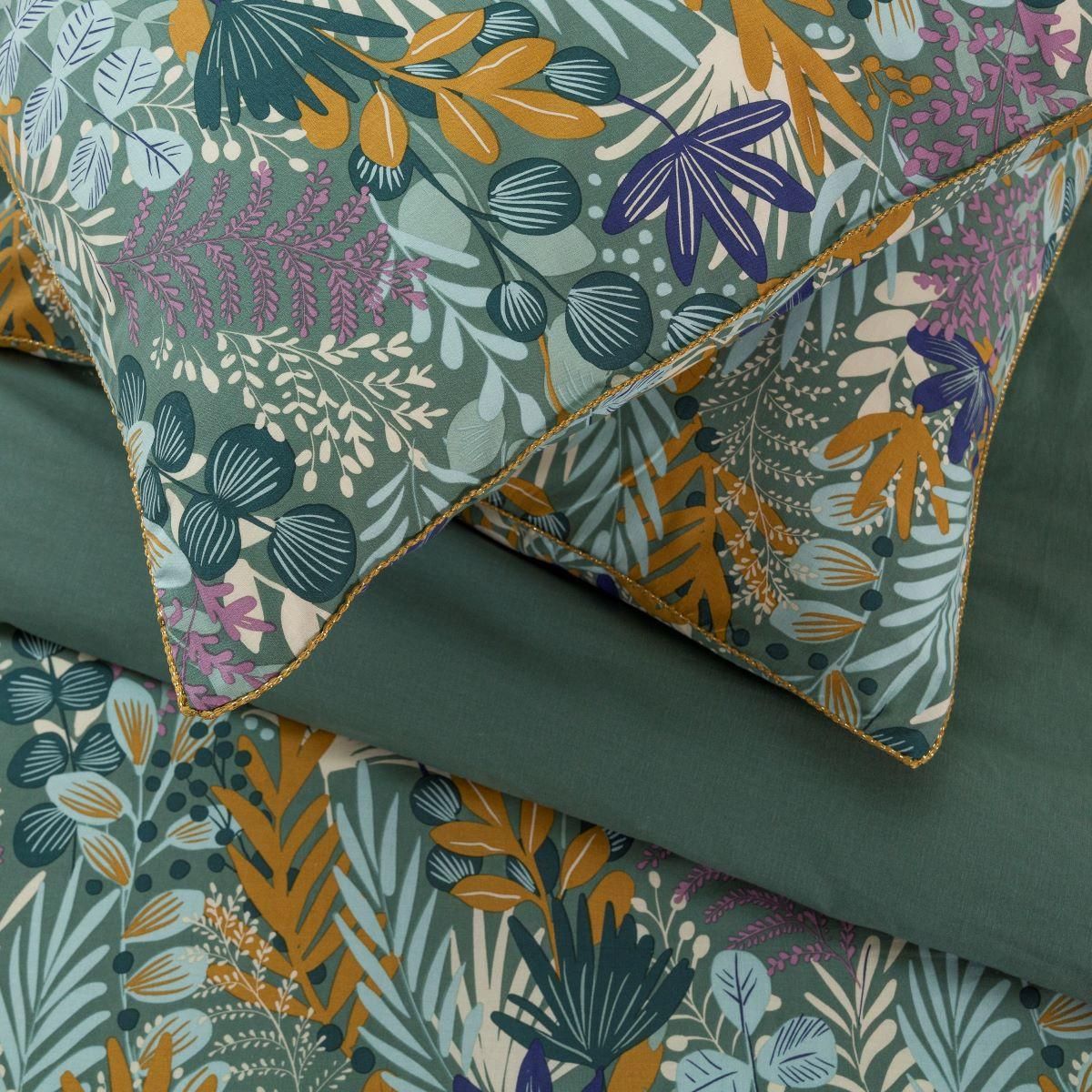 FUTURE HOME Parure de lit 2 personnes végétal tropical réversible