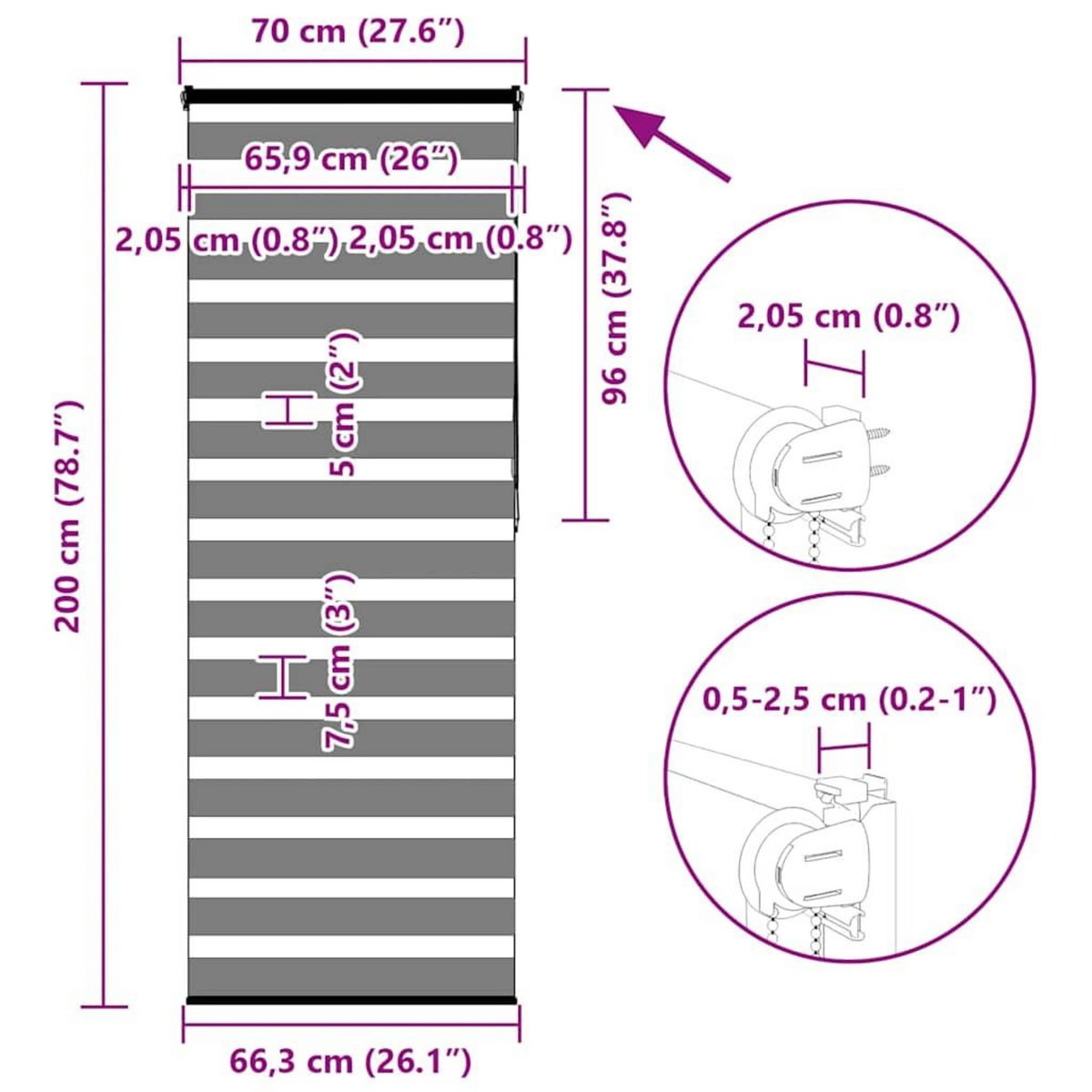 VIDAXL Store zebre beige marbre largeur du tissu 65,9 cm polyester