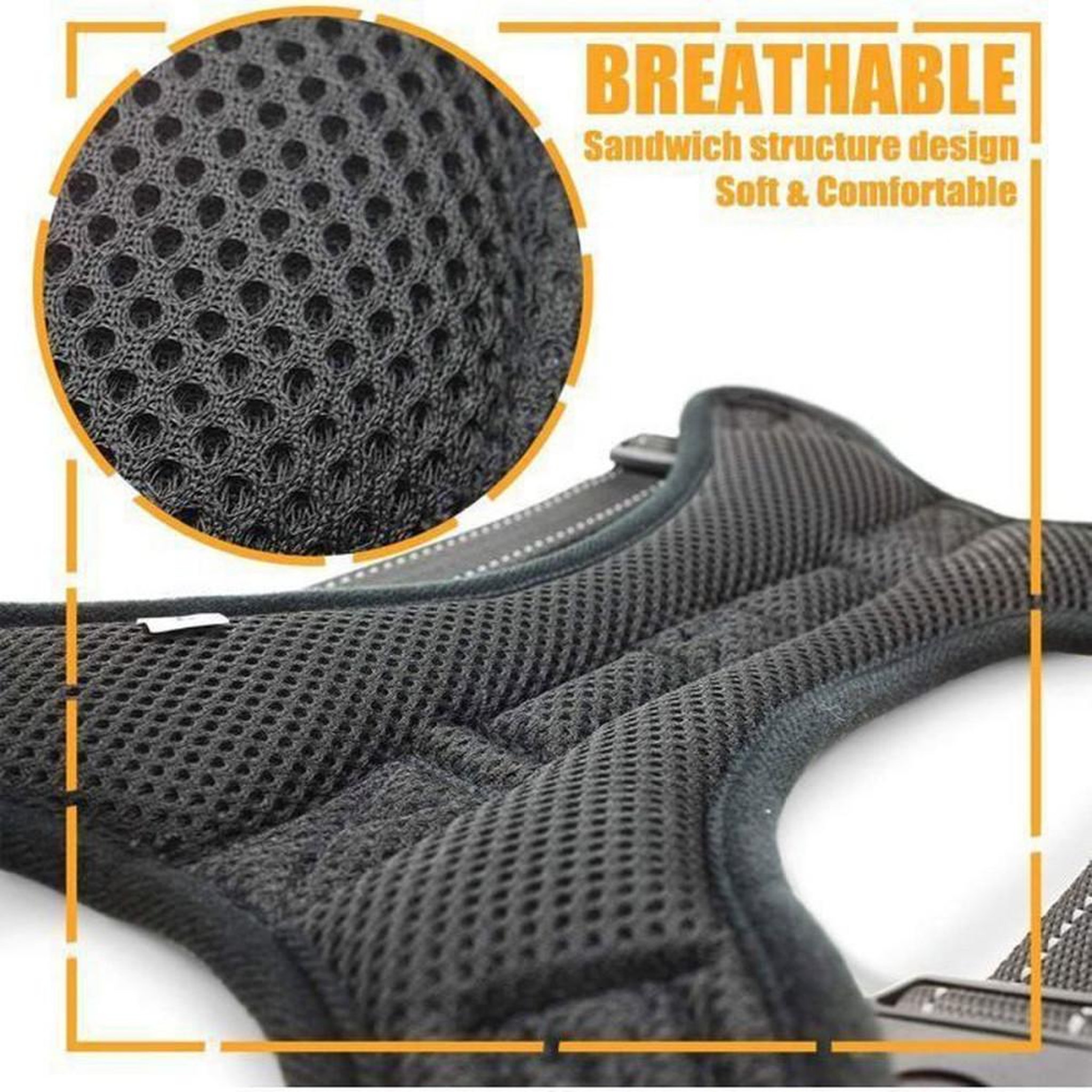 Voir la diapositive 3 : Harnais pour chien XL sans traction, rembourrage respirant anti-frottement, bandes réfléchissantes, poignée de contrôle arrière et boucles rapides