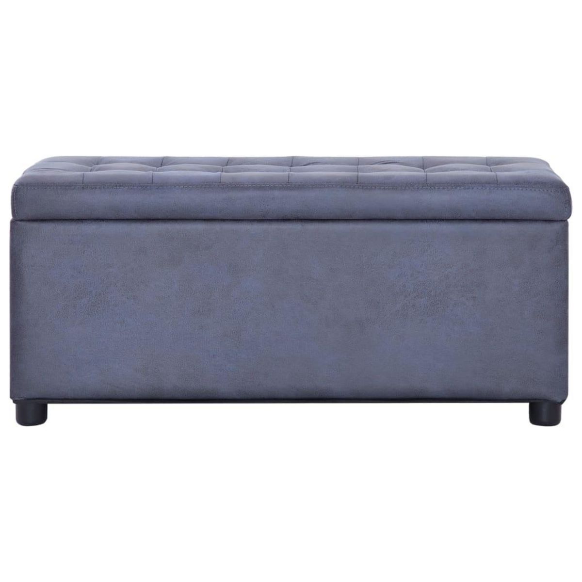 VIDAXL Pouf de rangement 87,5 cm Gris Similicuir daim