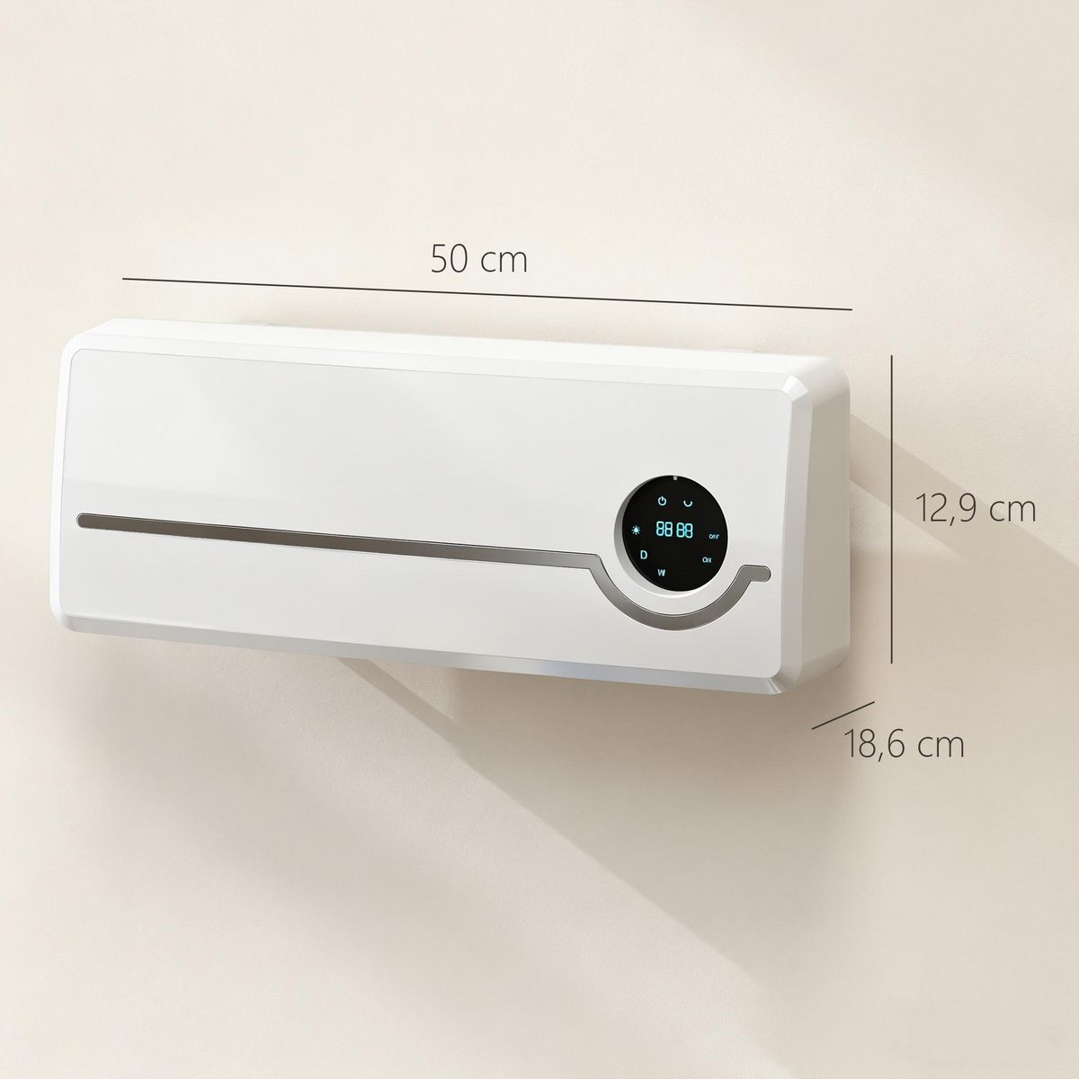HOMCOM Chauffage soufflant mural 2000W chauffage céramique PTC radiateur réglable timer oscillant télécommande blanc