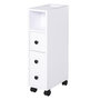 Voir la diapositive 1 : HOMCOM Meuble bas colonne rangement salle de bain à roulettes blanc dim. 18L x 30l x 68,5H cm