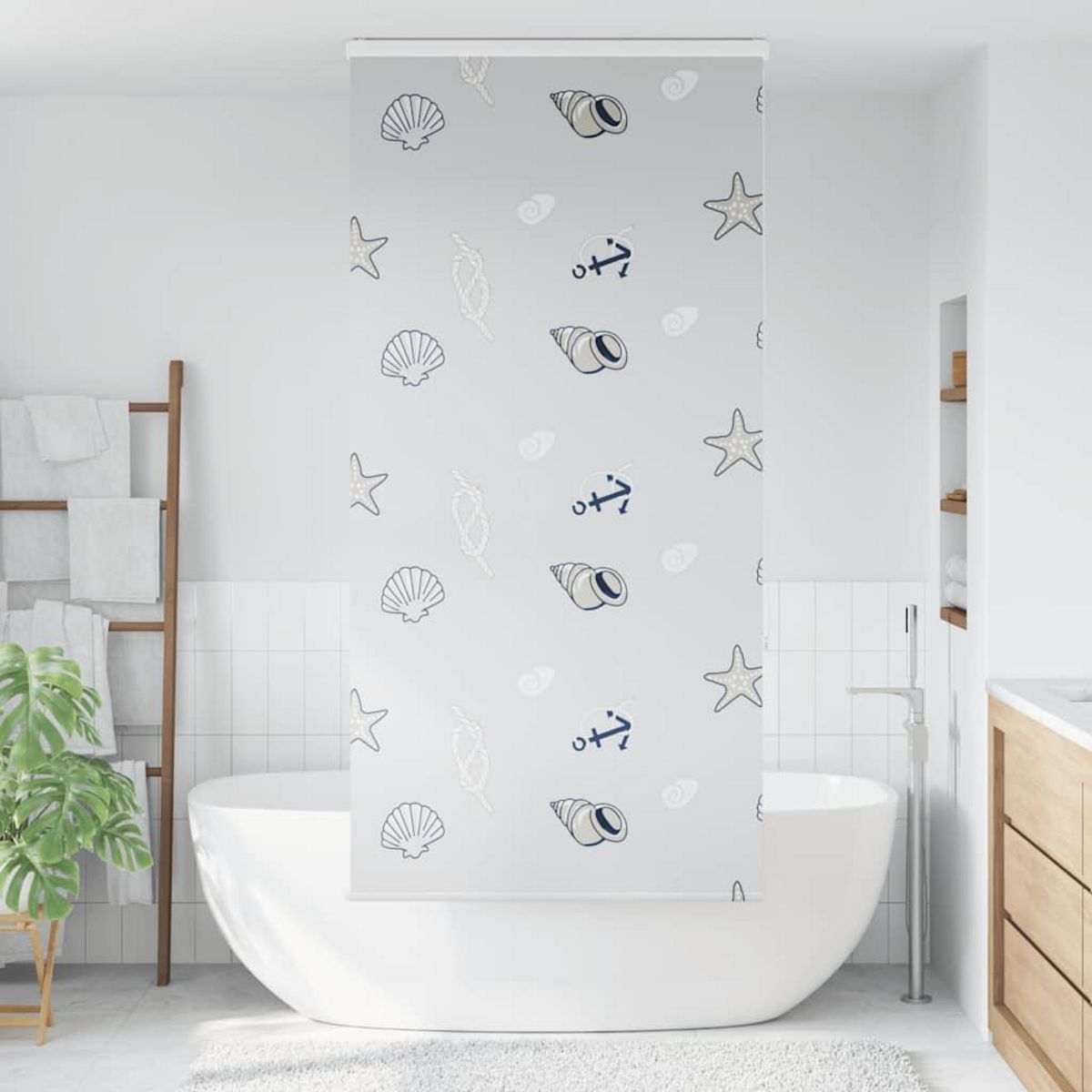 VIDAXL Store enrouleur de douche avec cassette largeur du tissu 86 cm