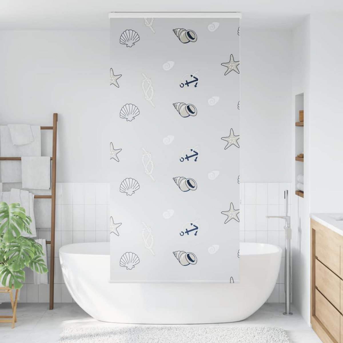 VIDAXL Store enrouleur de douche avec cassette largeur du tissu 86 cm