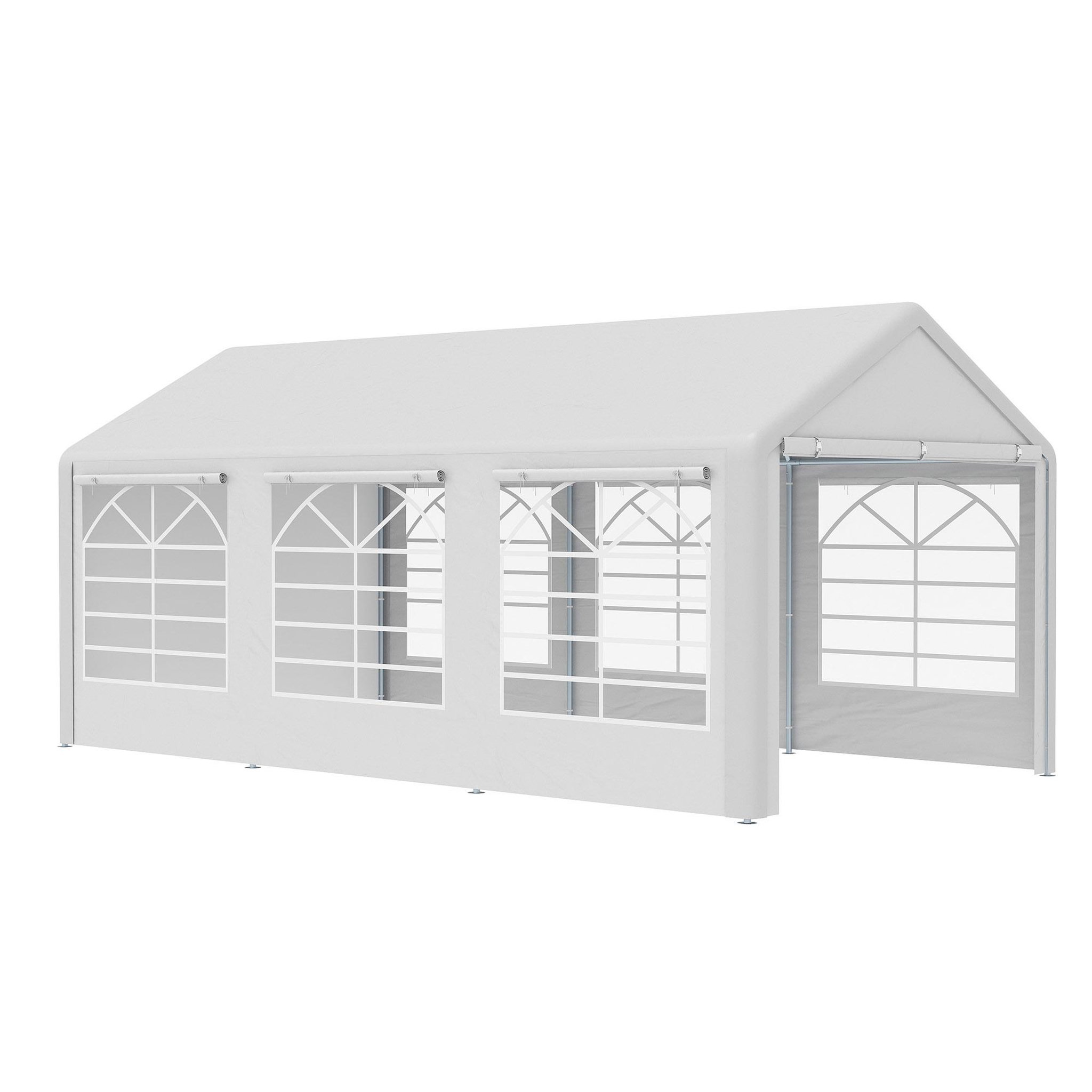 OUTSUNNY Barnum tonnelle tente de réception 3 x 6 m - 6 fenêtres, 2 portes - acier galvanisé PE blanc