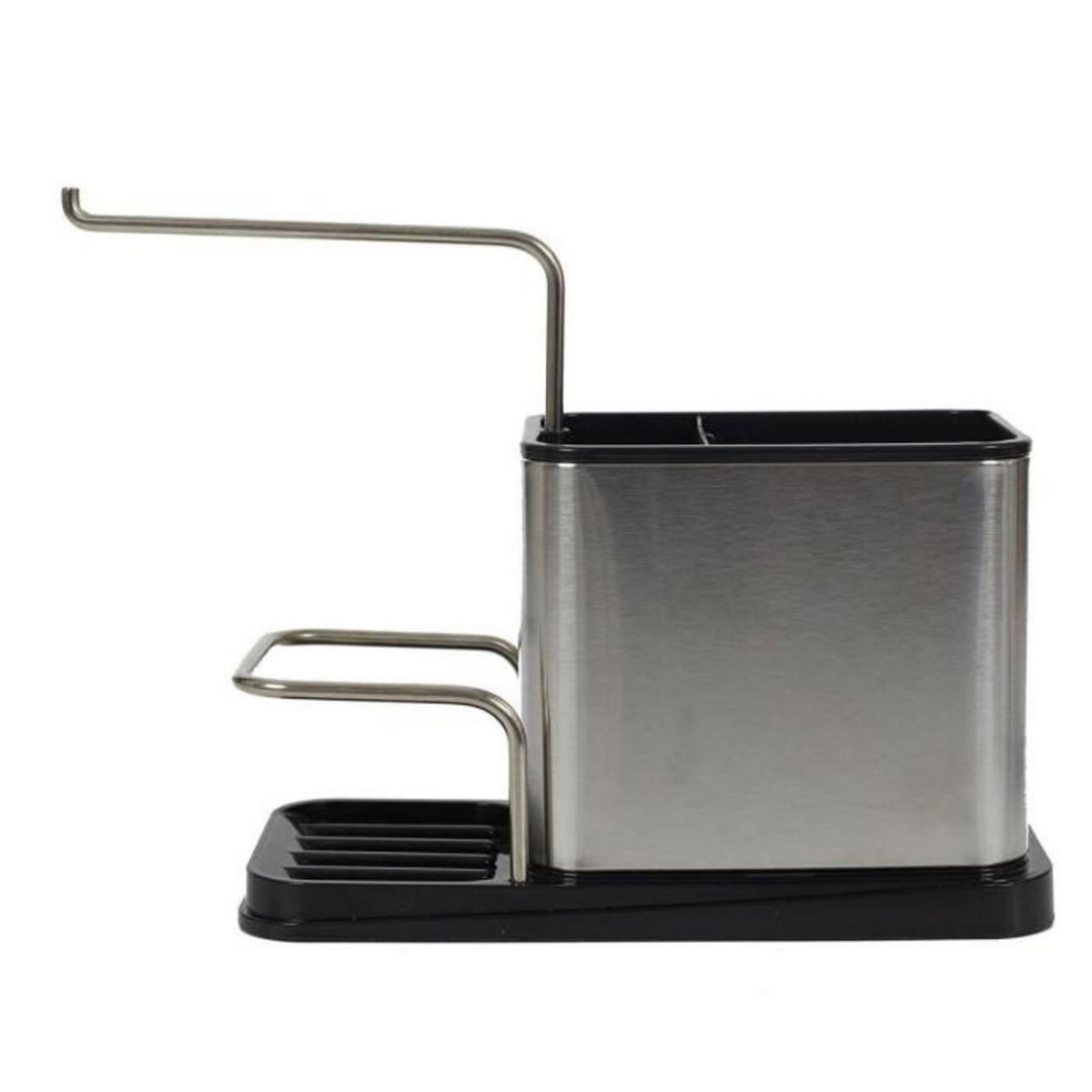 Paris Prix Porte Éponge & Brosse  Inox  22cm Argent & Noir