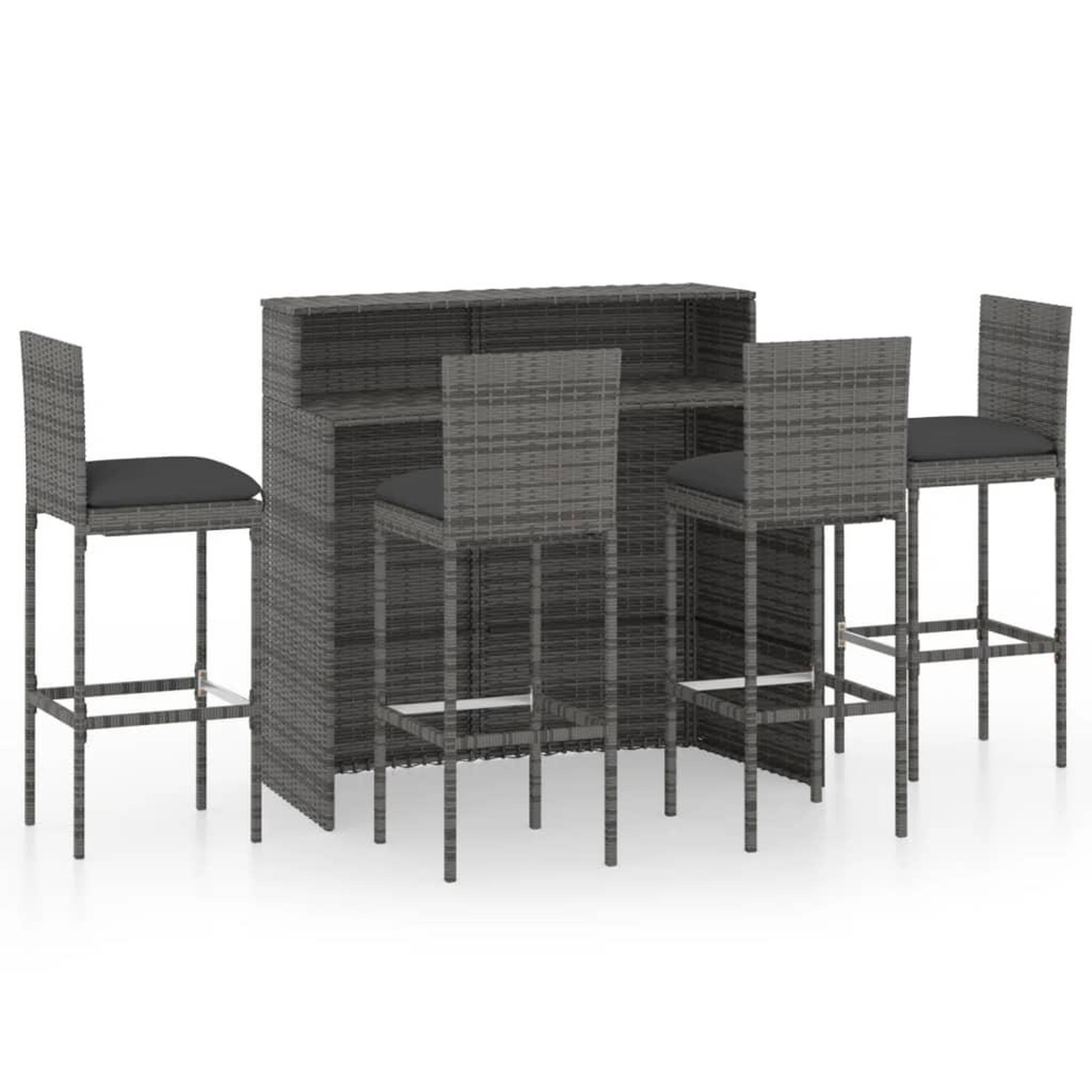 Voir la diapositive 2 : VIDAXL Ensemble de bar de jardin avec coussins 5 pcs Gris