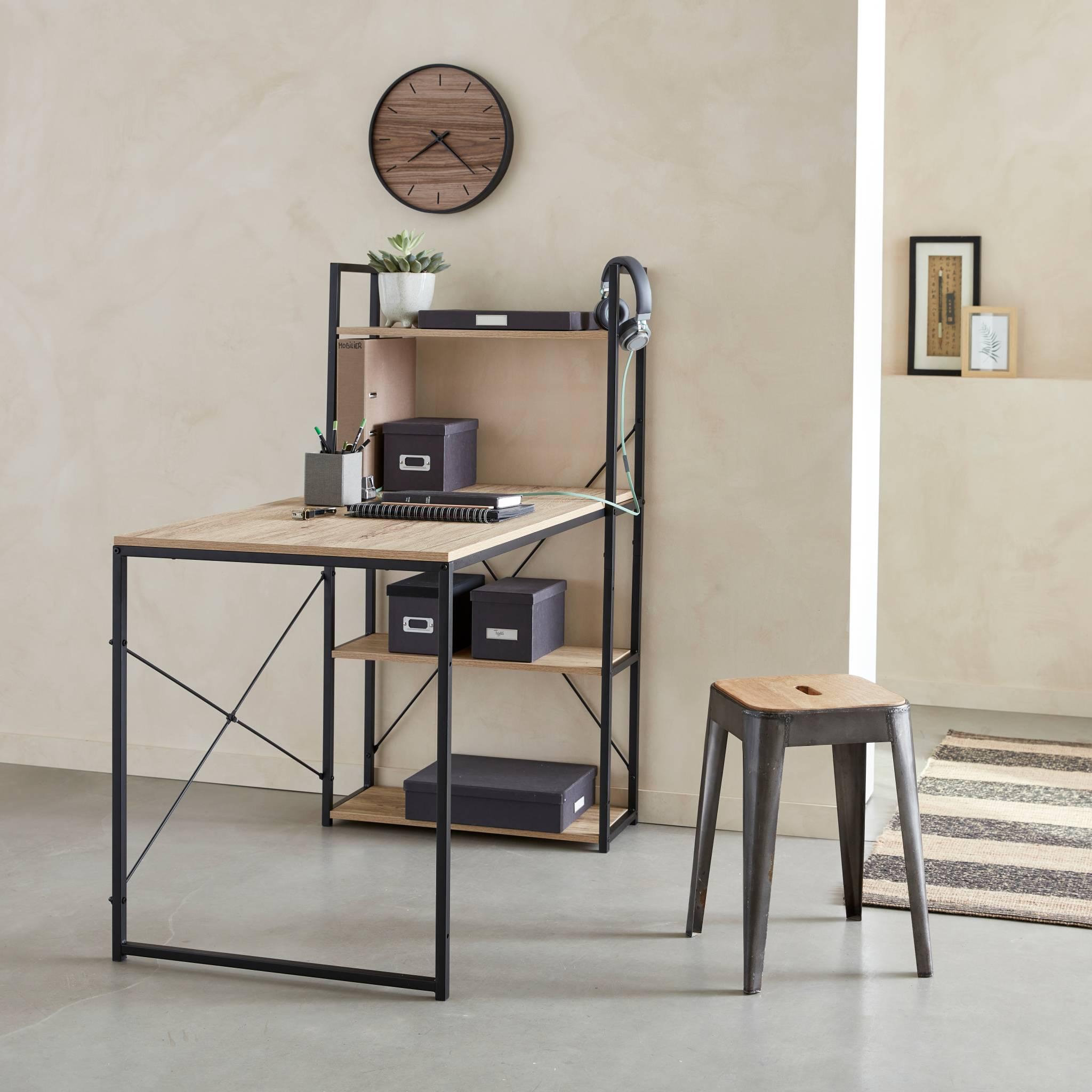 Voir la diapositive 5 : SWEEEK Bureau bibliothèque. Loft. 1 bureau. 3 étagères L 113 cm x l 60 cm x H 120 cm