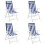 Voir la diapositive 4 : VIDAXL Coussins de chaise a dossier haut lot de 4 rayures bleu/blanc