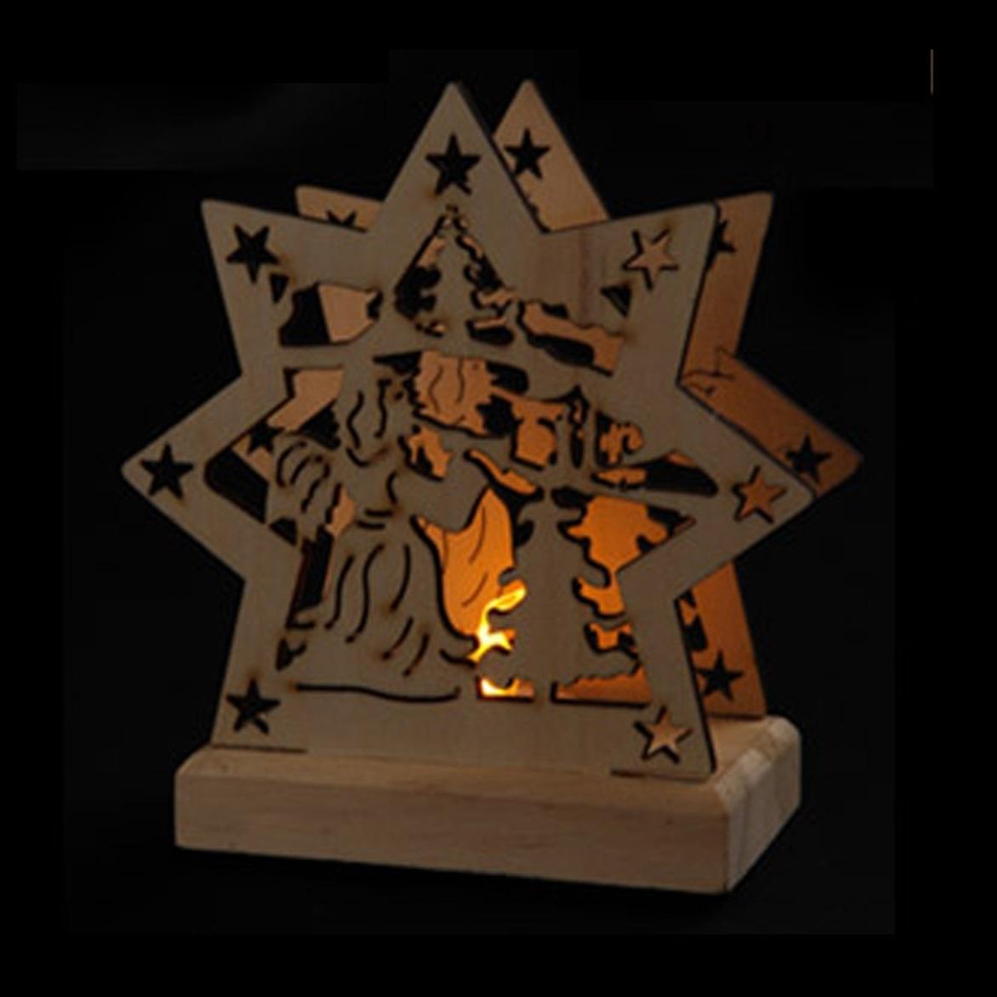 Voir la diapositive 2 : Eden Etoile ange de noel en bois a led