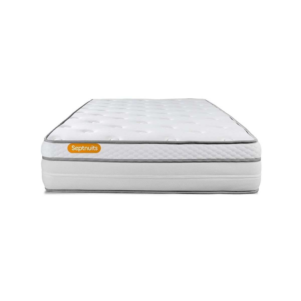SEPTNUITS Matelas + sommier gris Memo Luxe Ressorts ensachés + mémoire de forme 5 zones de confort MAXI épaisseur