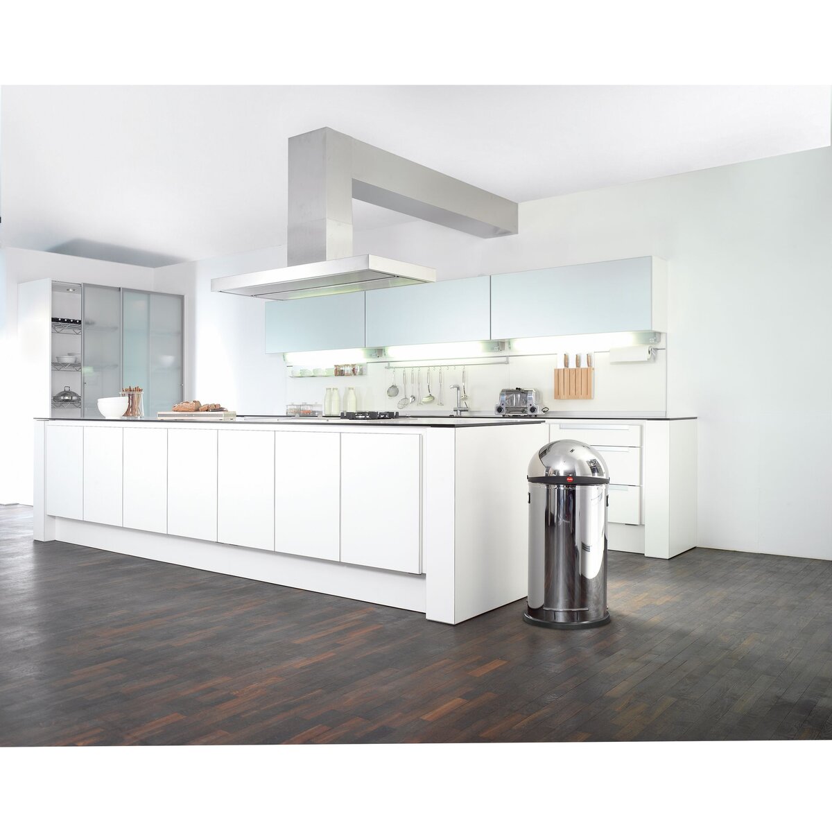 HAILO Poubelle de cuisine, Collecteur grand volume 50L inox KickVisier