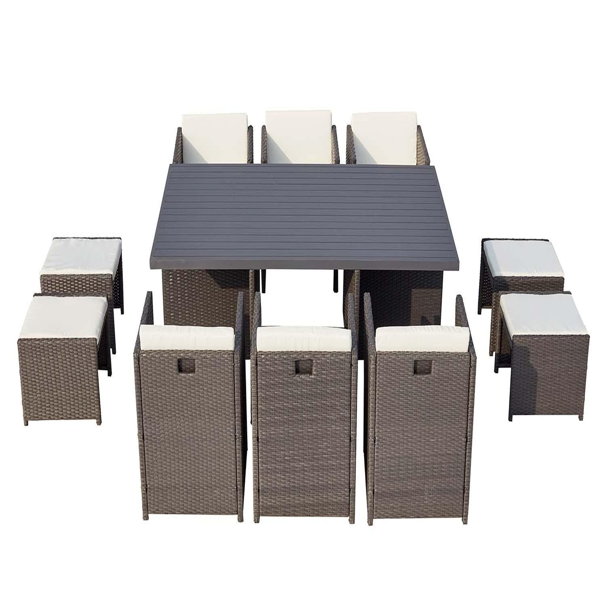 CONCEPT USINE Table et chaise 10 places encastrables alu résine gris-blanc sunset