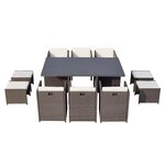 CONCEPT USINE Table et chaise 10 places encastrables alu résine gris-blanc SUNSET