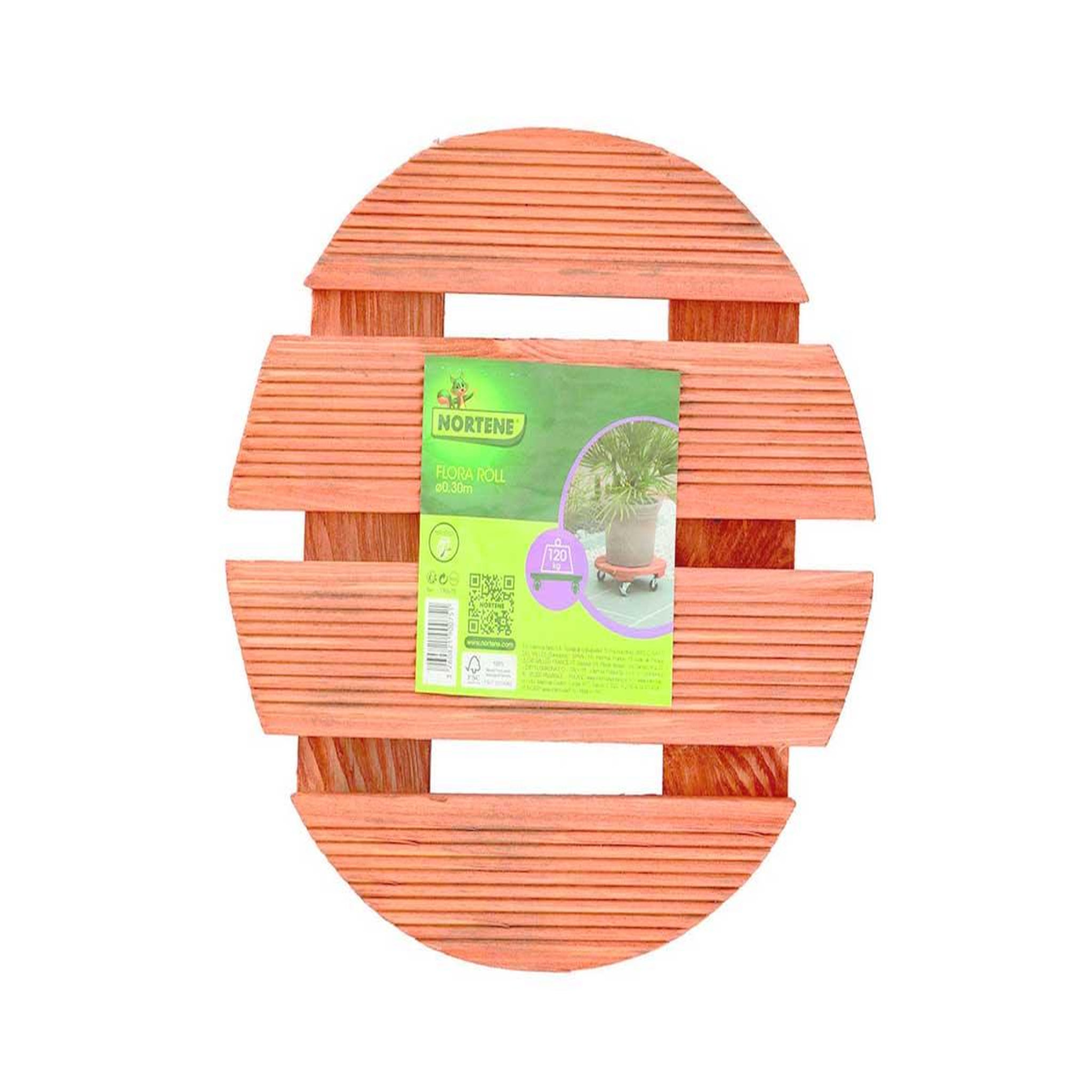 Voir la diapositive 3 : Nortene Support à roulettes bois FSC lasuré FLORA ROLL LASURE - Ø 30 cm