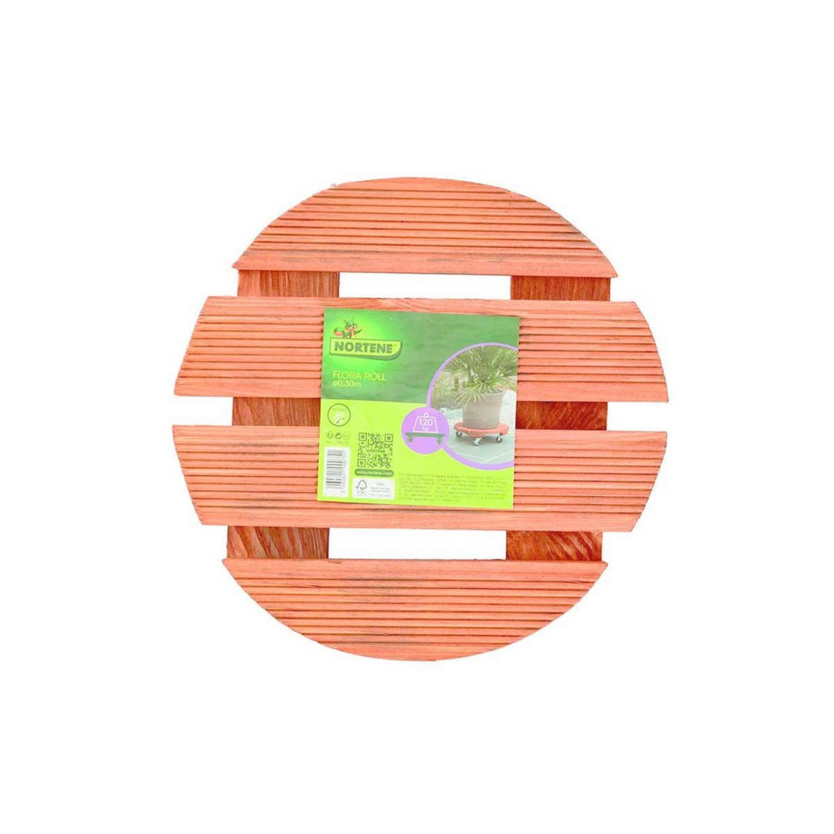 Nortene Support à roulettes bois FSC lasuré FLORA ROLL LASURE - Ø 30 cm