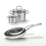 ELO Lot de 2 Poêles 24 et 28 cm Elo Relief Evolution et 2 Faitouts 12 et 20 cm