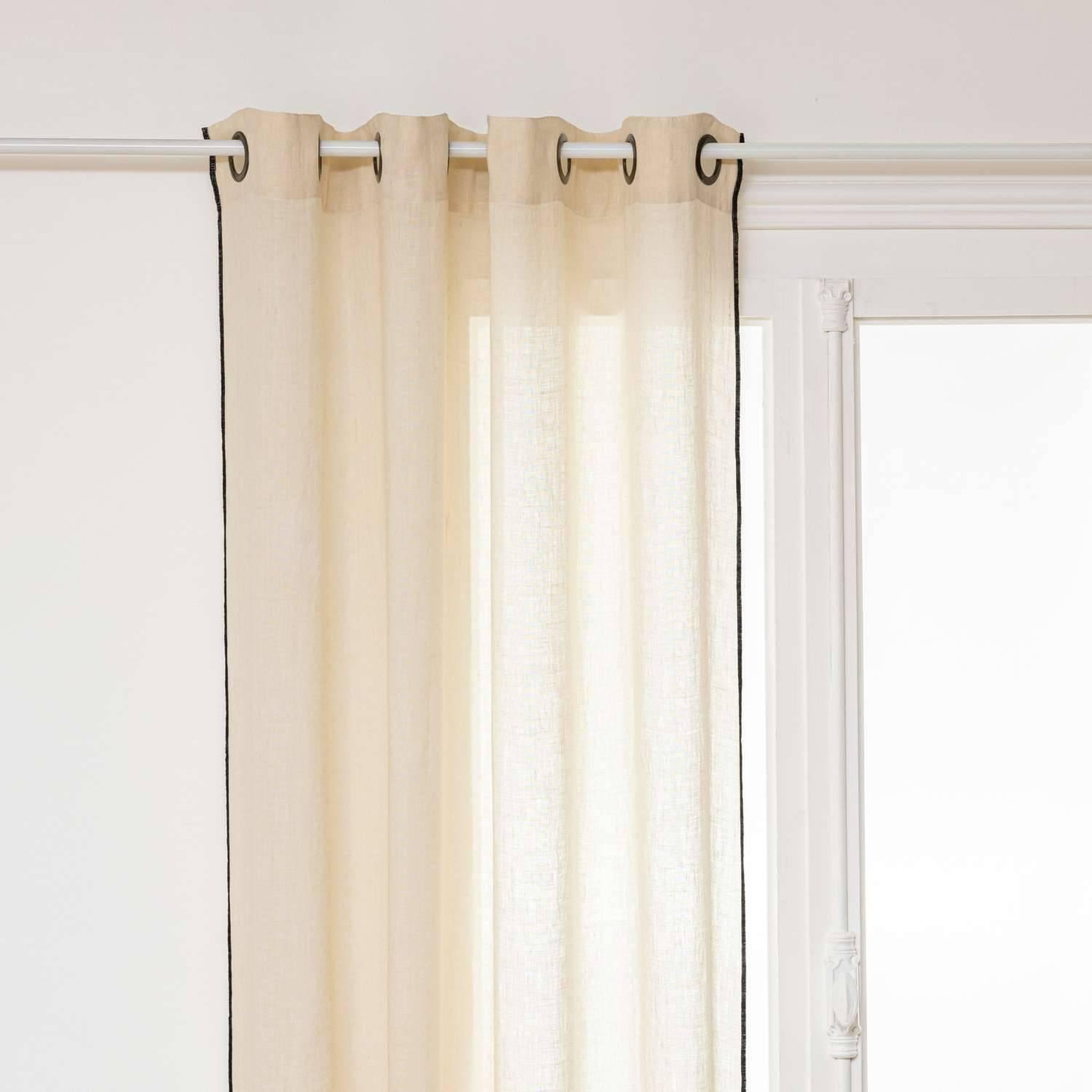 Voir la diapositive 3 : ATMOSPHERA Voilage avec surpiqûre noire - 130 x 260 cm - beige
