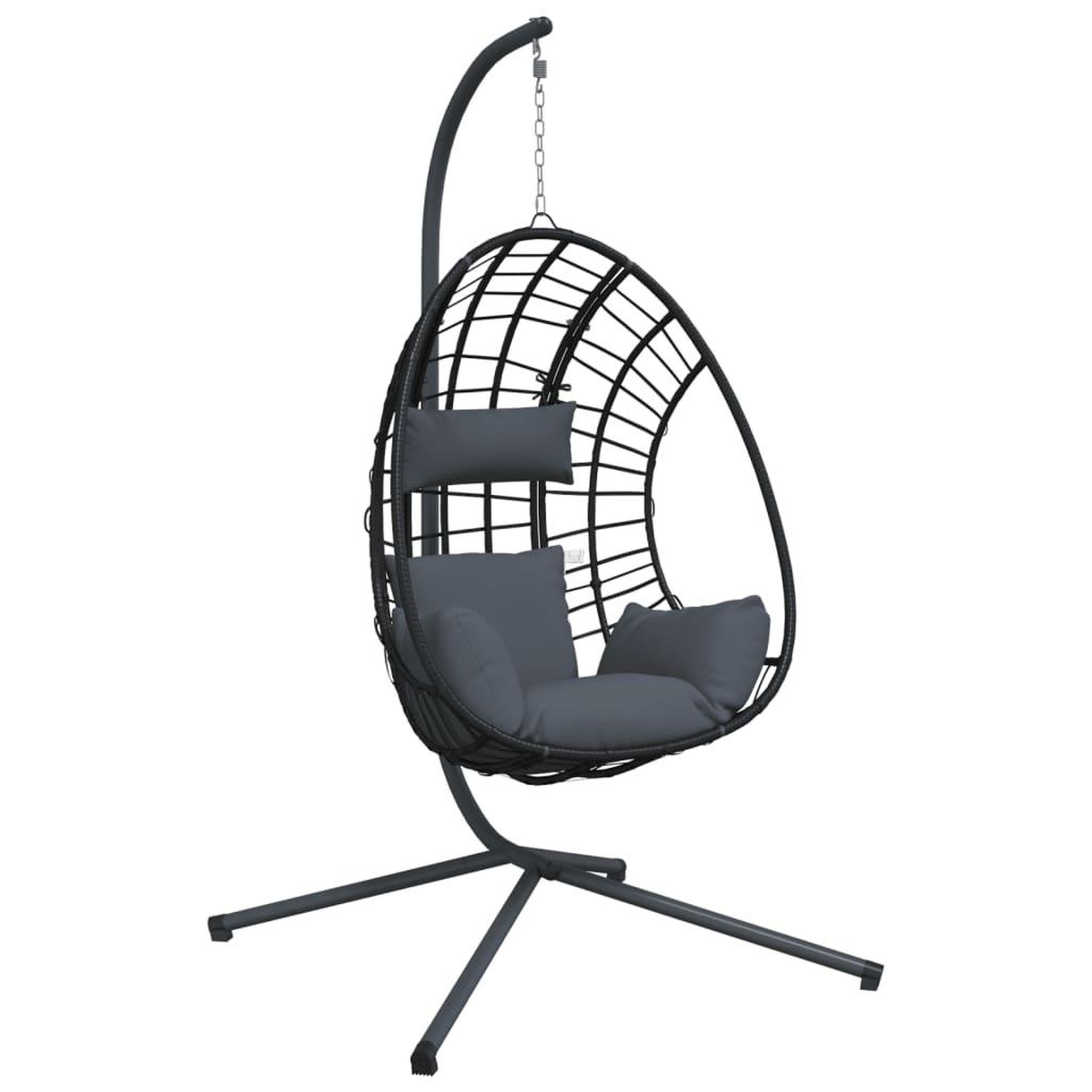 Voir la diapositive 2 : VIDAXL Chaise suspendue œuf support anthracite rotin et acier