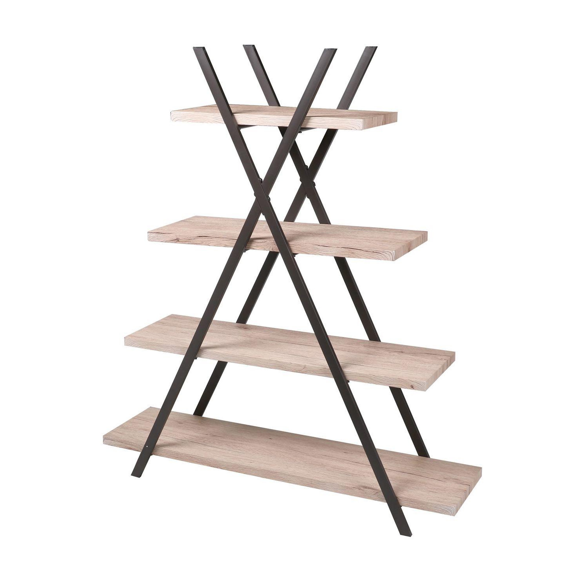 DIVERS Etagère pyramide 4 niveaux design industriel DOCK - L. 120 x H. 138 cm - Noir
