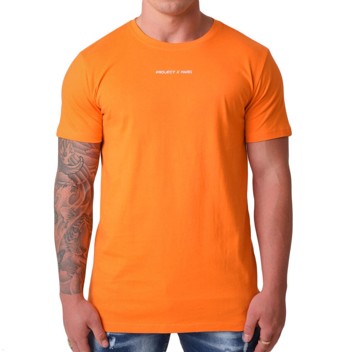 Tee shirt best sale orange homme