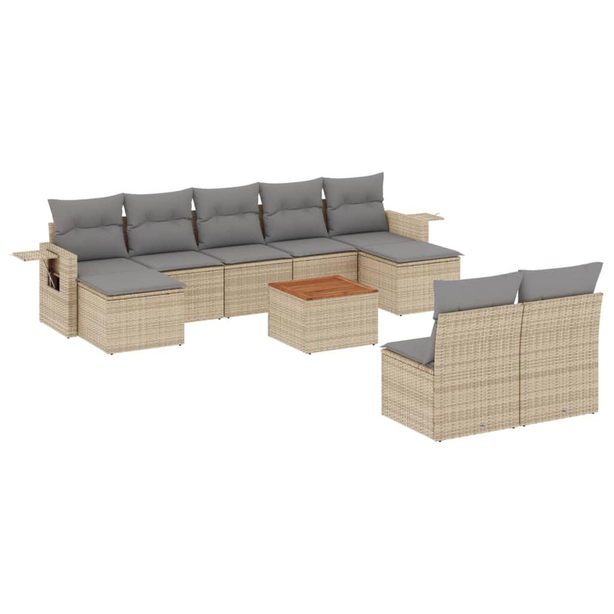 Voir la diapositive 2 : VIDAXL Salon de jardin avec coussins 10 pcs beige resine tressee
