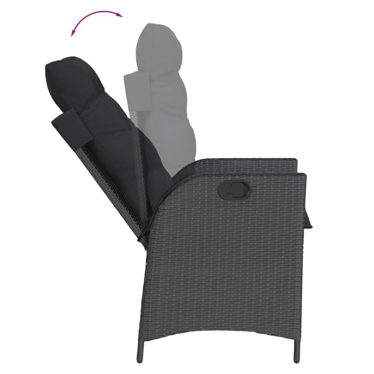 VIDAXL Ensemble a manger de jardin 9pcs coussins noir resine tressee