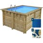 Voir la diapositive 1 : Habitat et Jardin Piscine bois rectangle   Caimans 140    - 4.10 x 3.00 x 1.39  m + Bâche à bulles 180 µ - Bâche hiver 280 g/m²