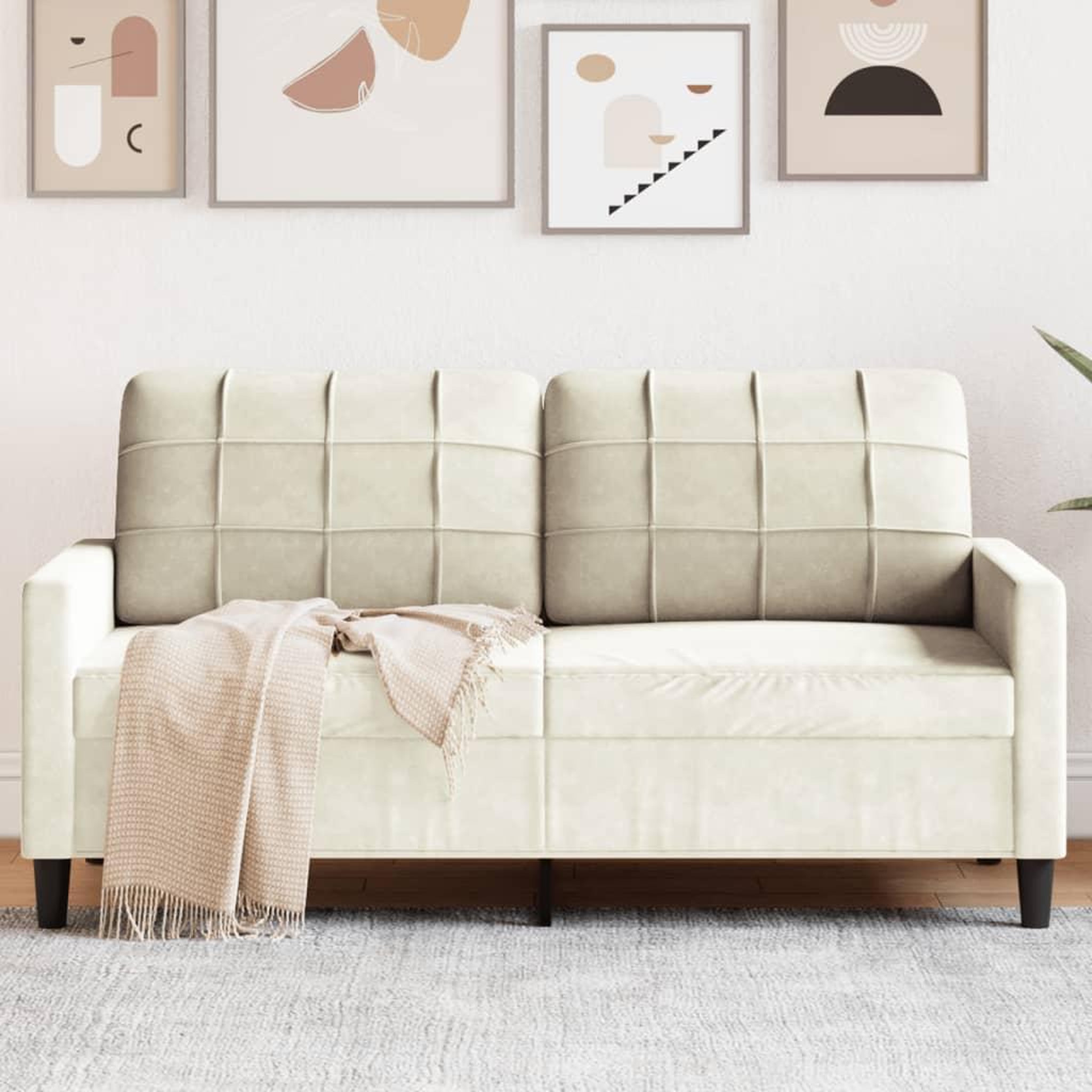 VIDAXL Canape a 2 places Creme 140 cm Velours