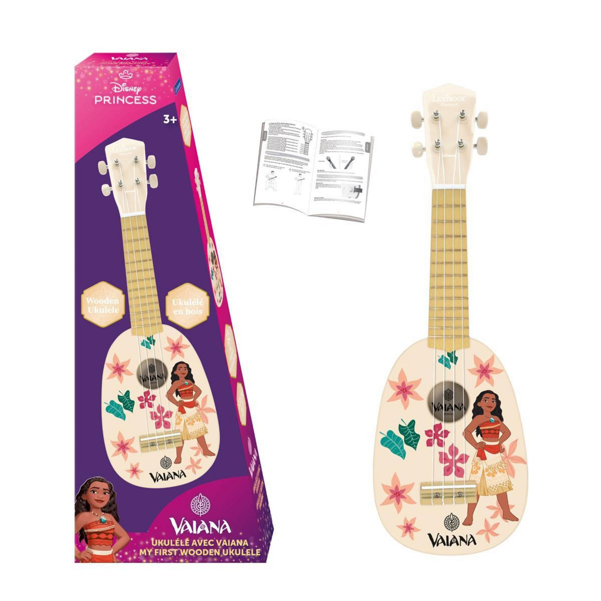 Lexibook Ukulele Vaina en bois avec cordes en nylon - 53 cm