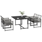 OUTSUNNY Ensemble salon de jardin design Acapulco encastrable 4 places 5 pièces noir gris