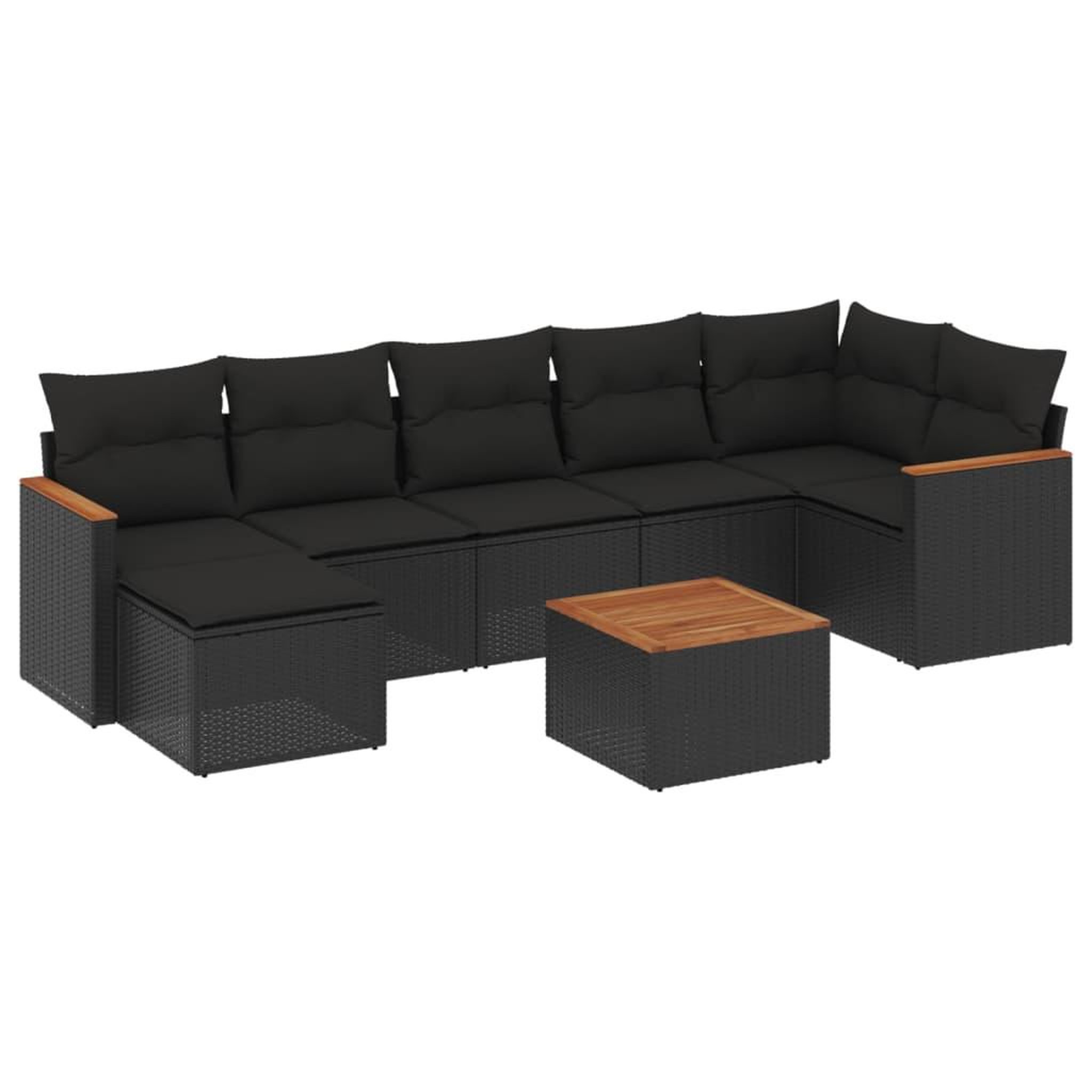 Voir la diapositive 2 : VIDAXL Salon de jardin 8 pcs avec coussins noir resine tressee