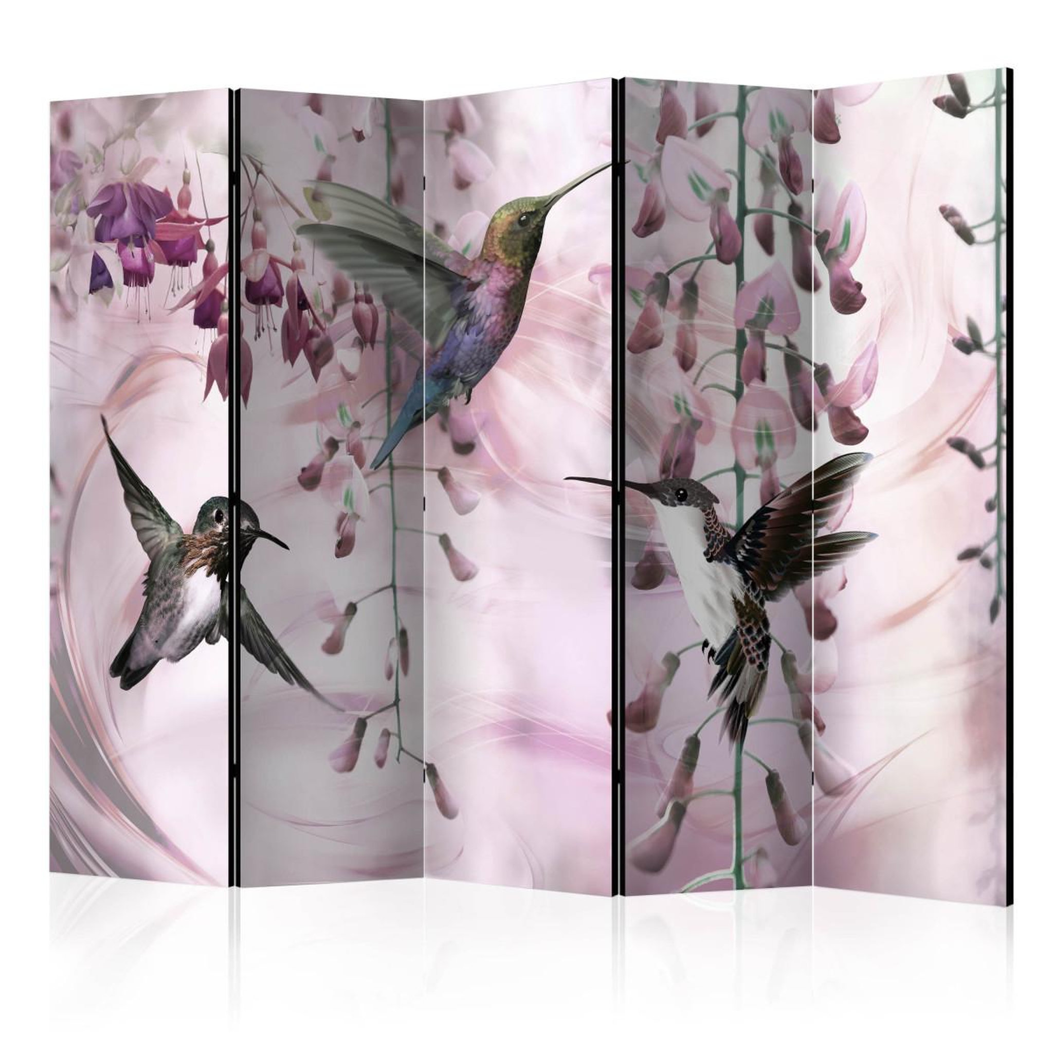 Paris Prix Paravent 5 volets  flying hummingbirds pink  172x225cm