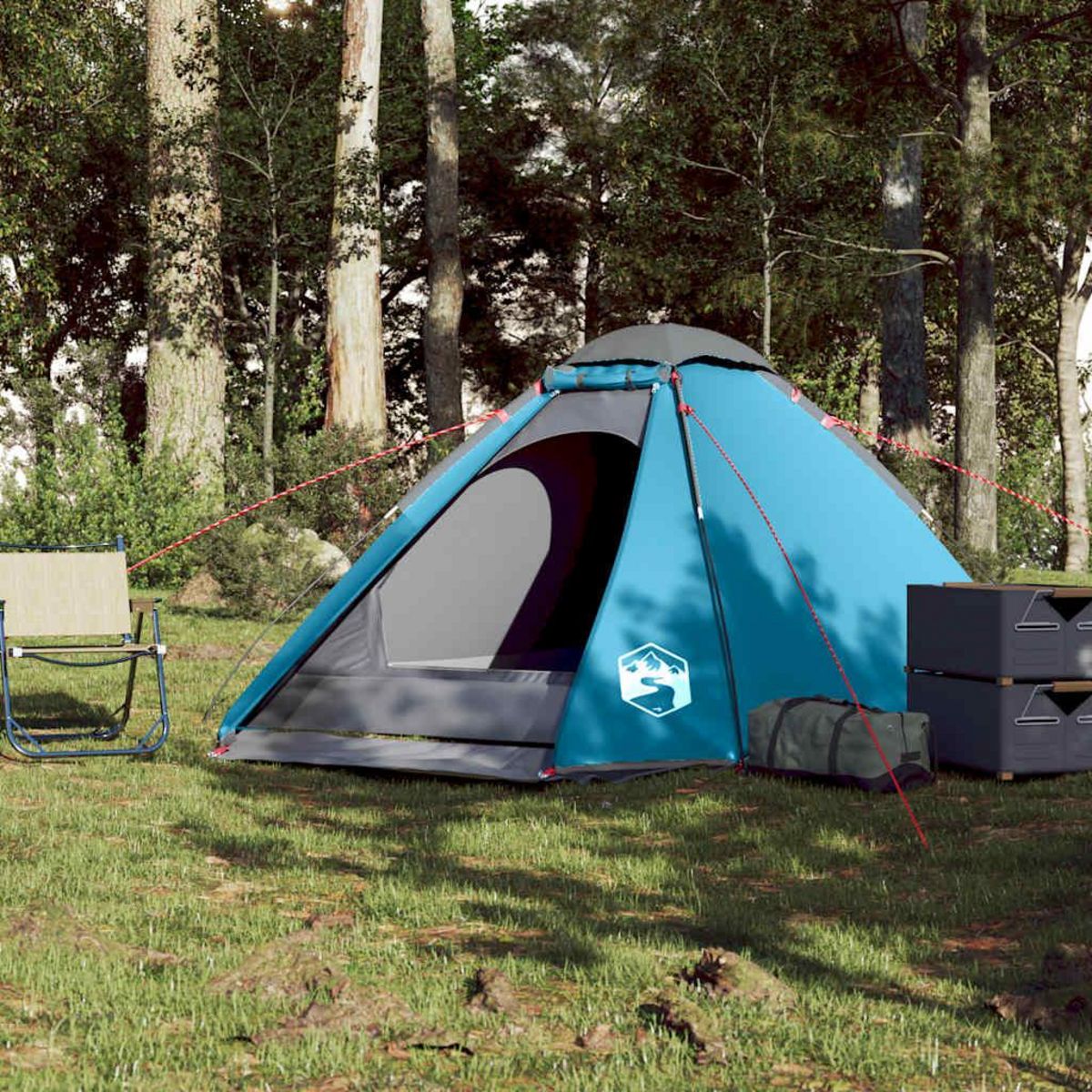 VIDAXL Tente de camping a dome 4 personnes bleu impermeable