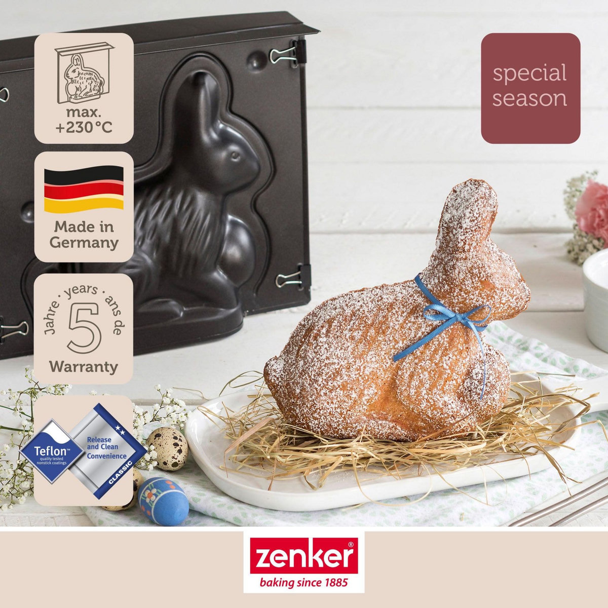 ZENKER Lot de 2 moules à gâteaux 3D en forme de lapin de Pâques 600 ml Zenker Pâques