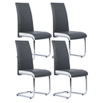 ID MARKET Lot de 4 chaises MIA grises liseré blanc pour salle à manger