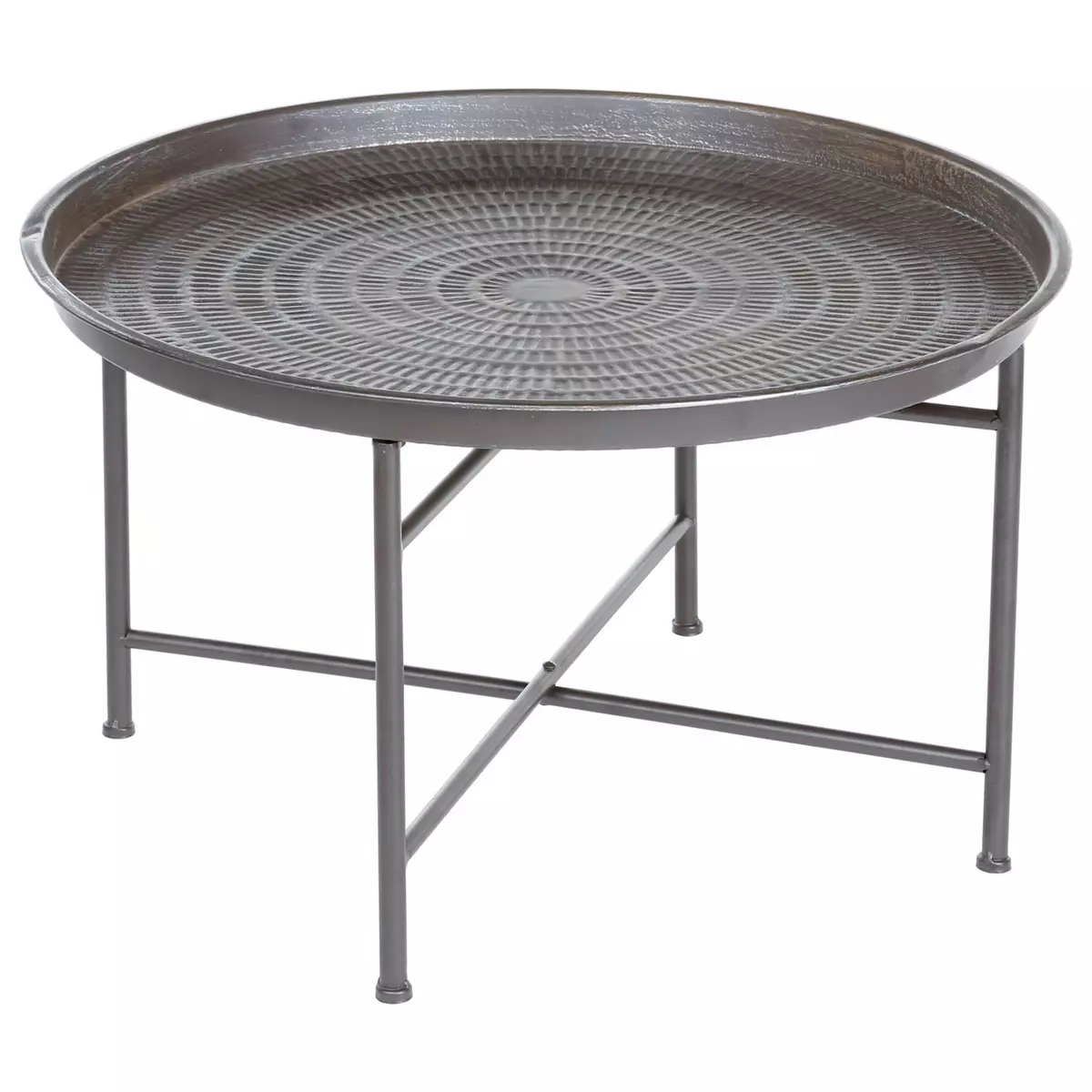 ATMOSPHERA Table d'appoint en métal Instant - Diam. 65 cm - Gris