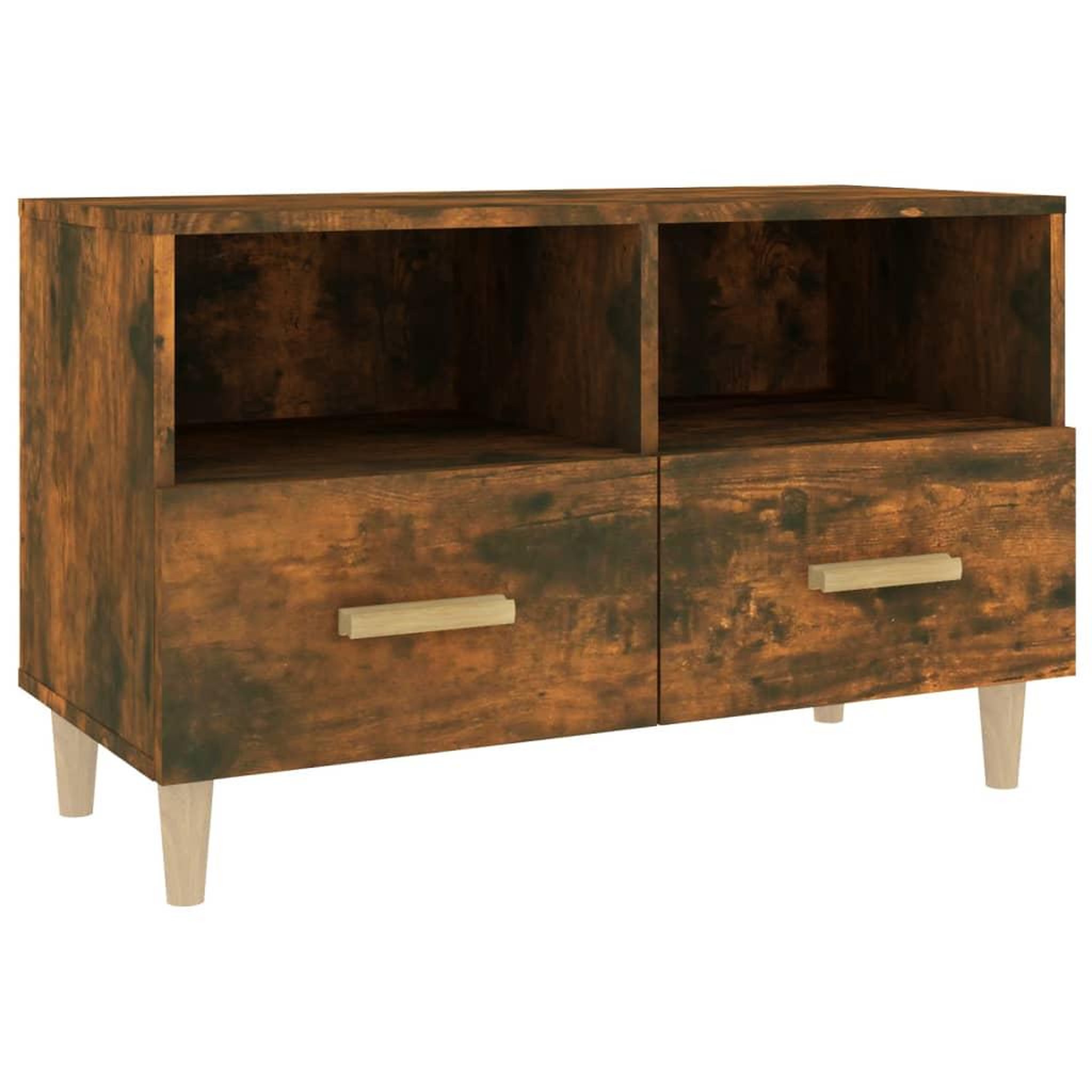 Voir la diapositive 2 : VIDAXL Meuble TV Chene fume 80x36x50 cm Bois d'ingenierie