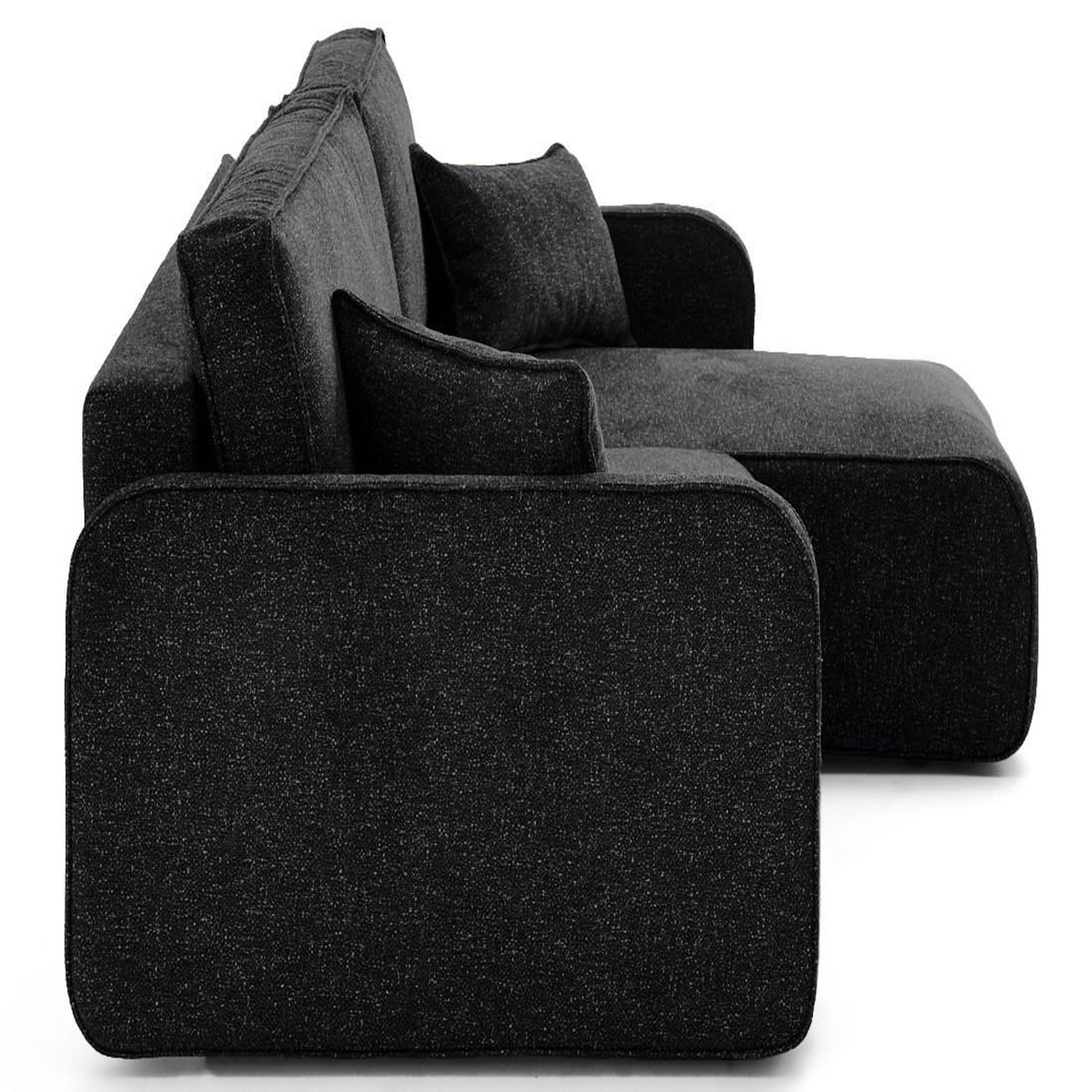 Voir la diapositive 5 : LISA DESIGN Apolline - canapé d'angle réversible 4 places convertible avec coffres en tissu moucheté