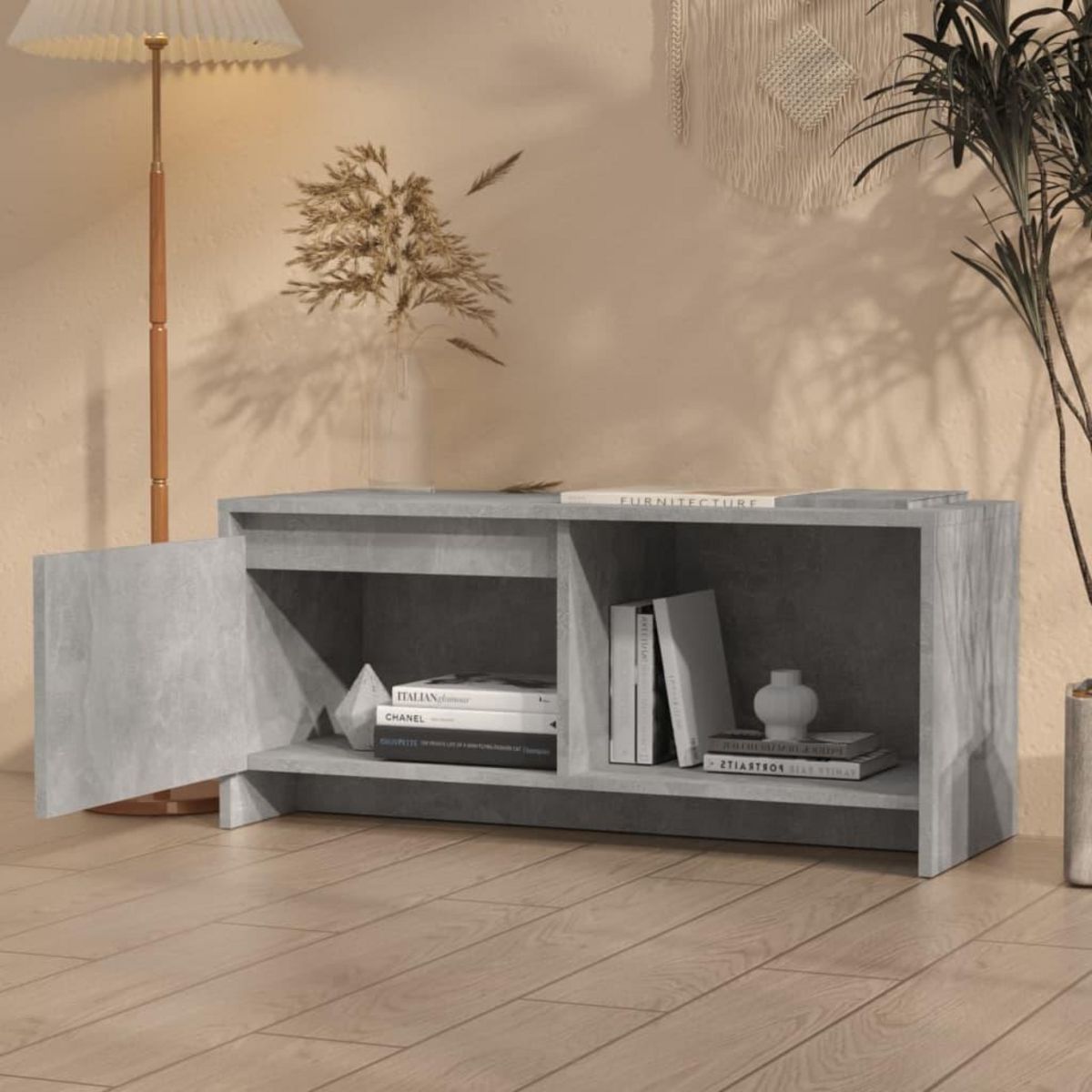 VIDAXL Meuble TV gris beton 90x35x40 cm bois d'ingenierie
