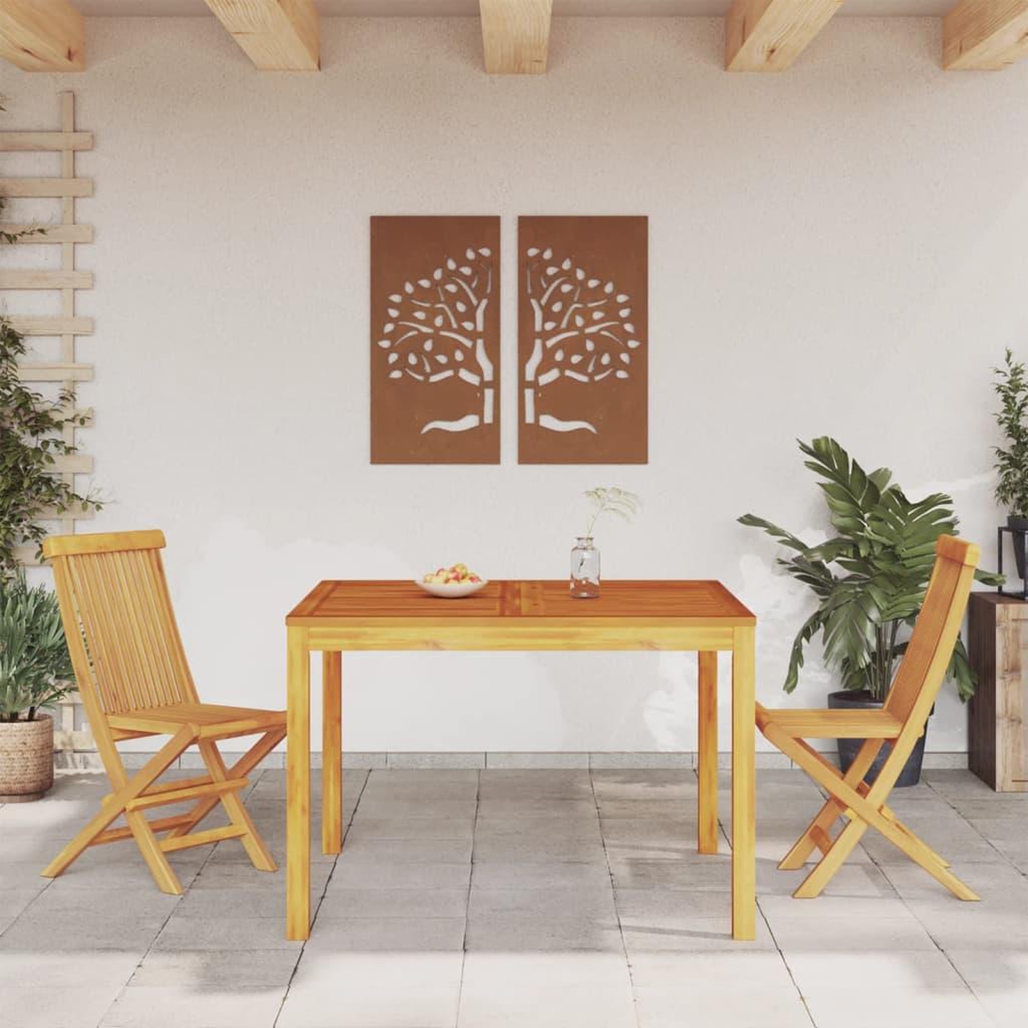 Voir la diapositive 3 : VIDAXL Table a manger de jardin 110x110x75 cm bois d'acacia massif