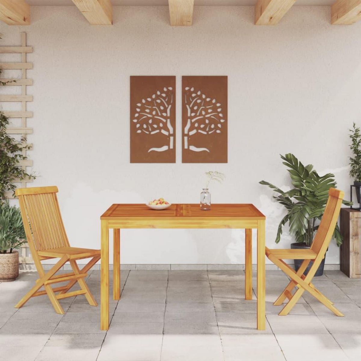 VIDAXL Table a manger de jardin 110x110x75 cm bois d'acacia massif