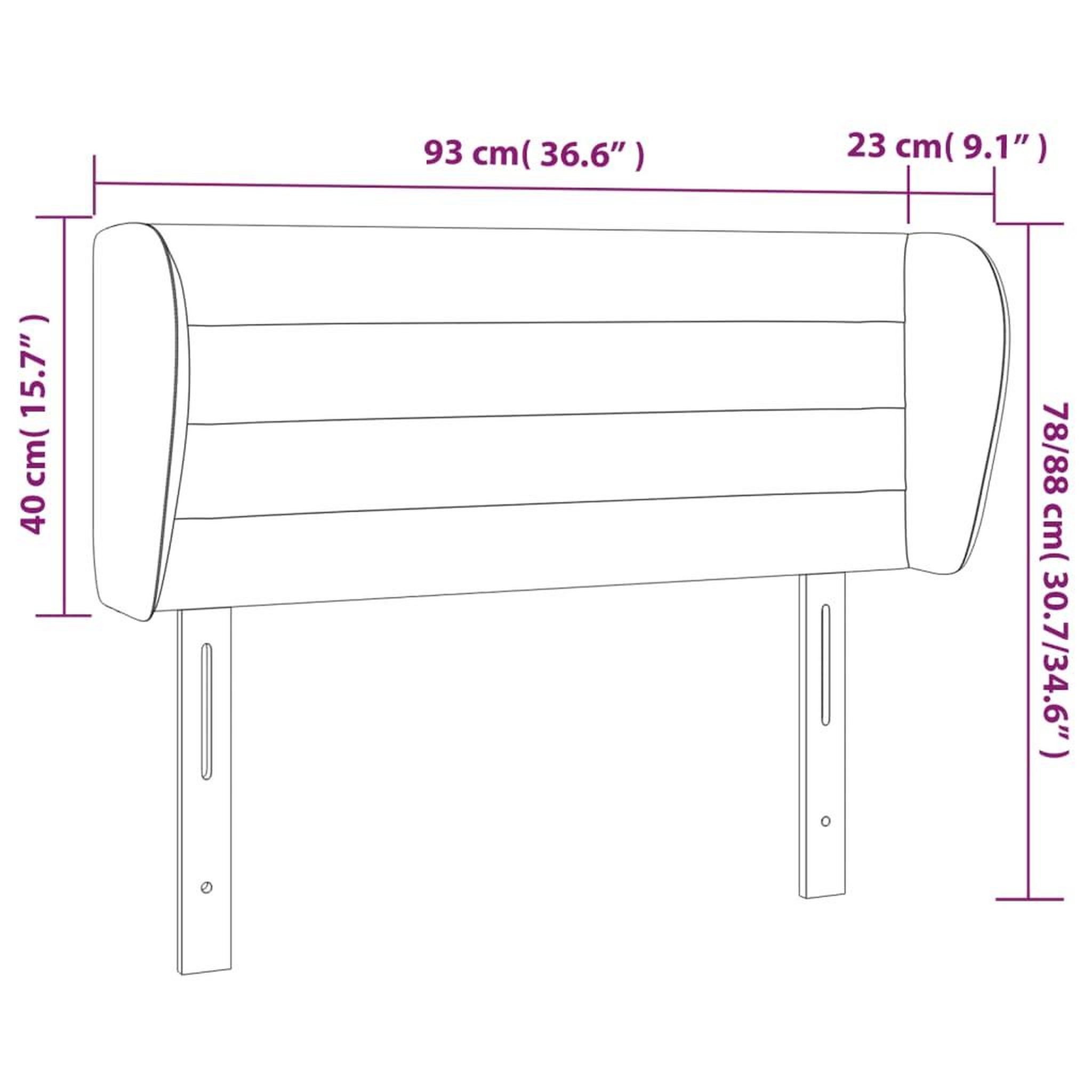Voir la diapositive 6 : VIDAXL Tete de lit avec oreilles Marron fonce 93x23x78/88 cm Tissu