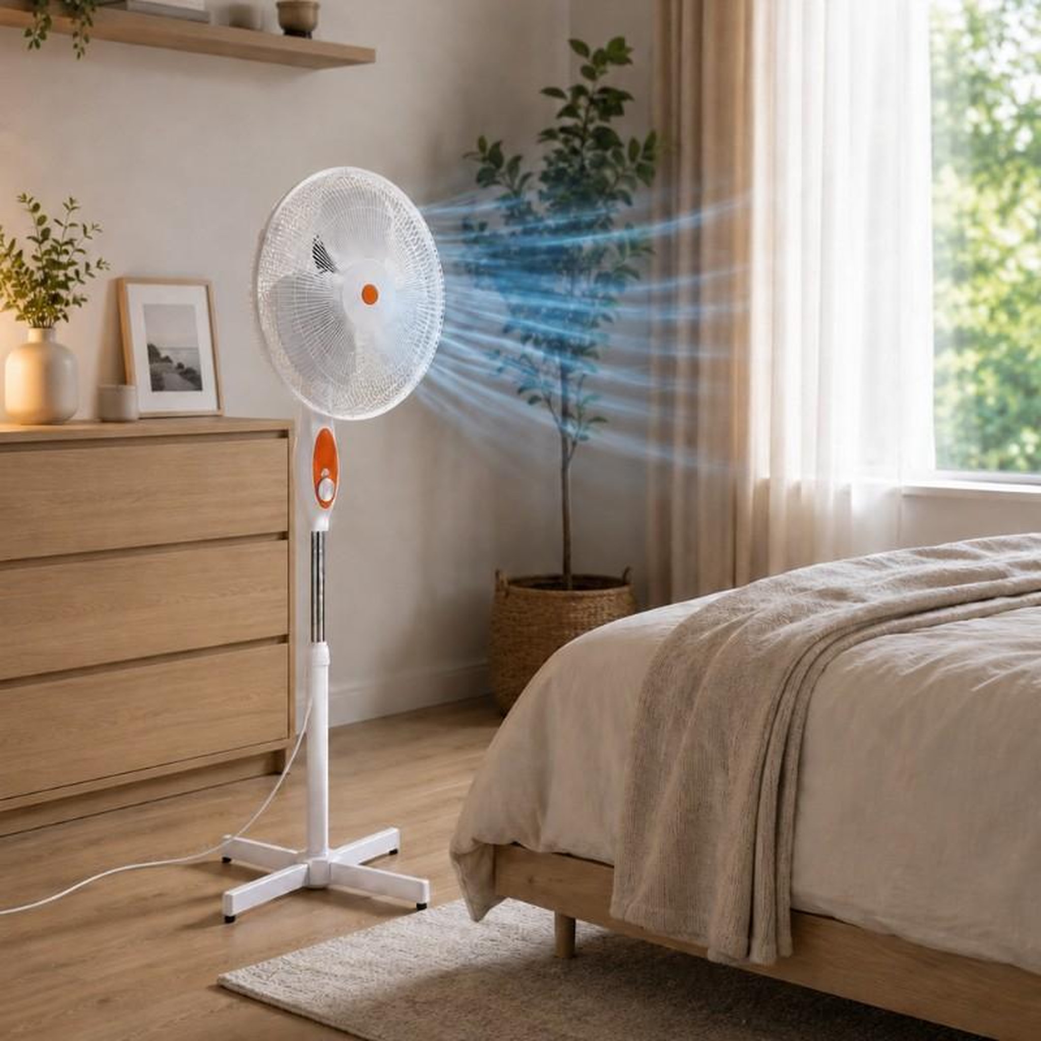 Voir la diapositive 4 : DC Direct Ventilateur sur pied DCG Eltronic VE1620 TT Orange avec télécommande